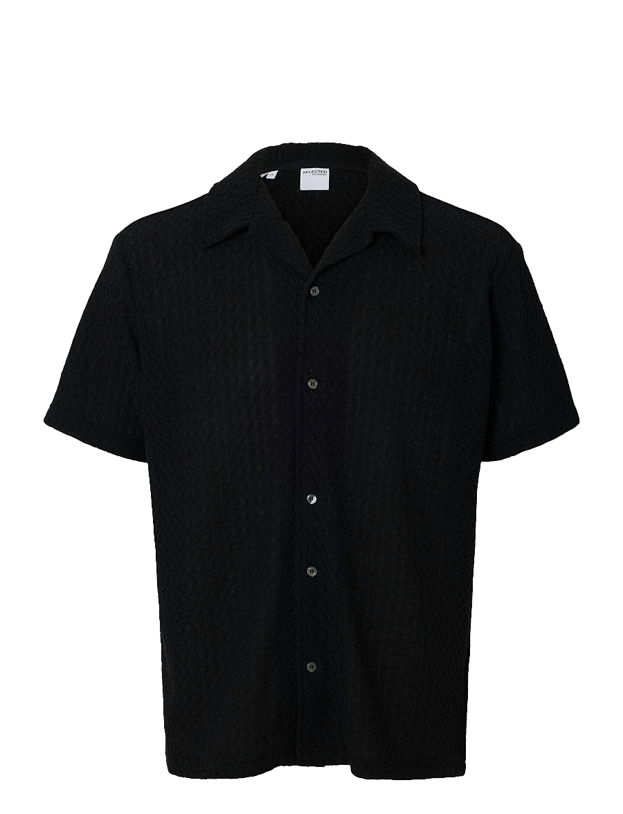 Selected - SLHRELAXBANE SS JERSEY SHIRT - kurzarmhemden - black - 1