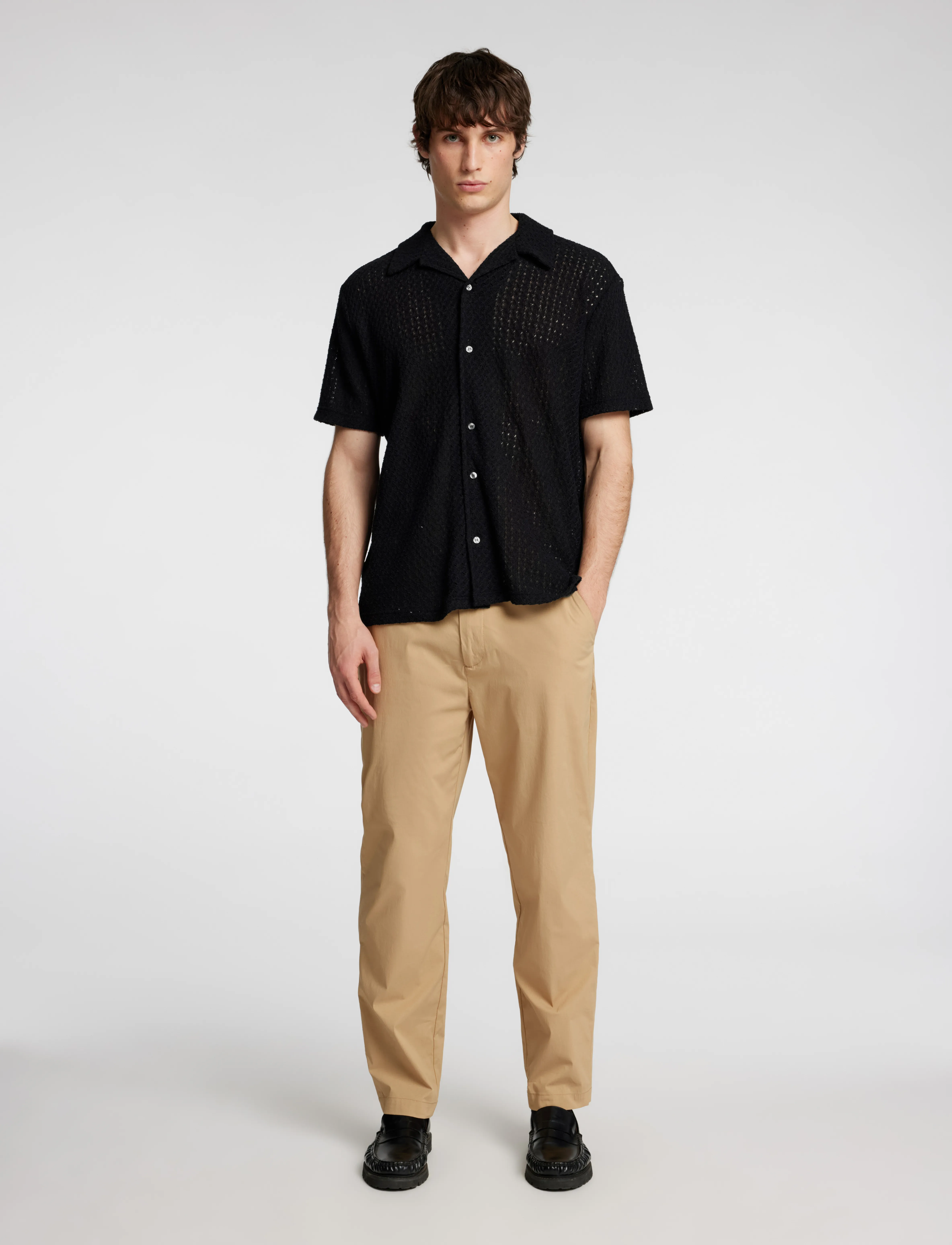 Selected Slhrelaxbane Ss Jersey Shirt, L, Shirts, Schwarz - Short-sleeved Männerswear