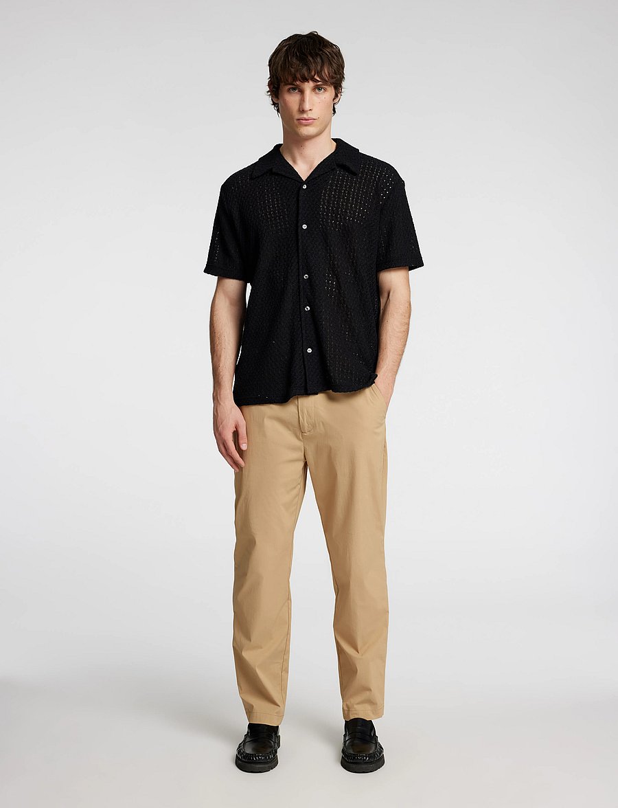 Selected - SLHRELAXBANE SS JERSEY SHIRT - kurzarmhemden - black - 0