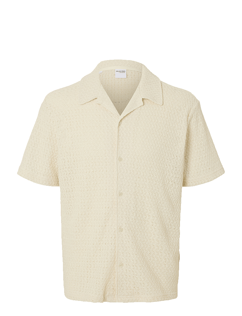 Selected - SLHRELAXBANE SS JERSEY SHIRT - krótki rękaw - egret - 1