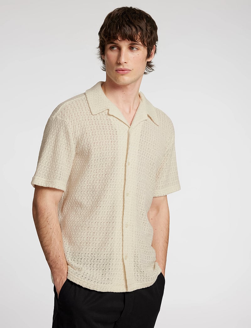 Selected - SLHRELAXBANE SS JERSEY SHIRT - krótki rękaw - egret - 3