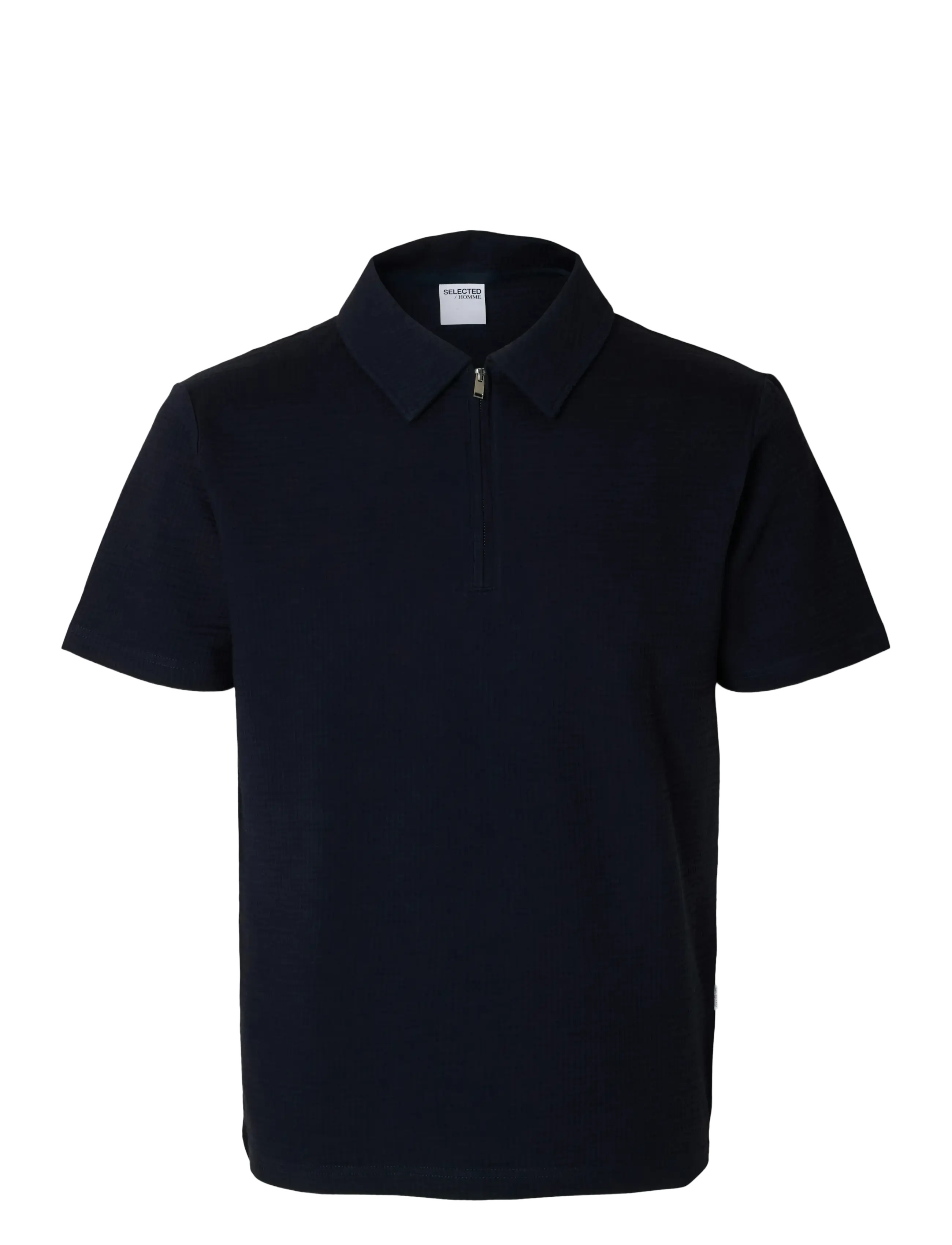 Selected SLHSANDER SEERSUCKER ZIP SS POLO - Poloer - SKY CAPTAIN / navy