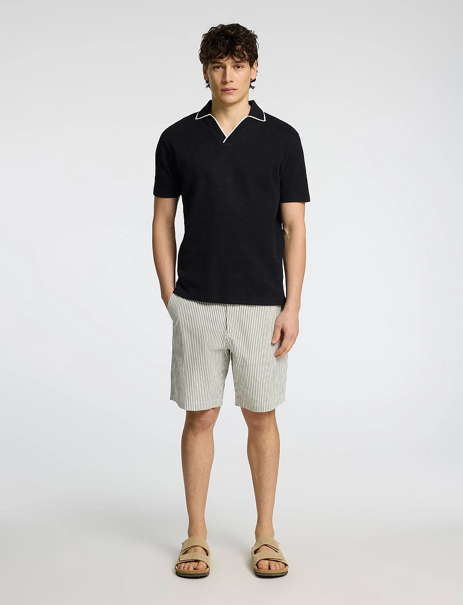 Selected - SLHSANGEV SPLIT NECK SS POLO - kurzärmelig - black - 0