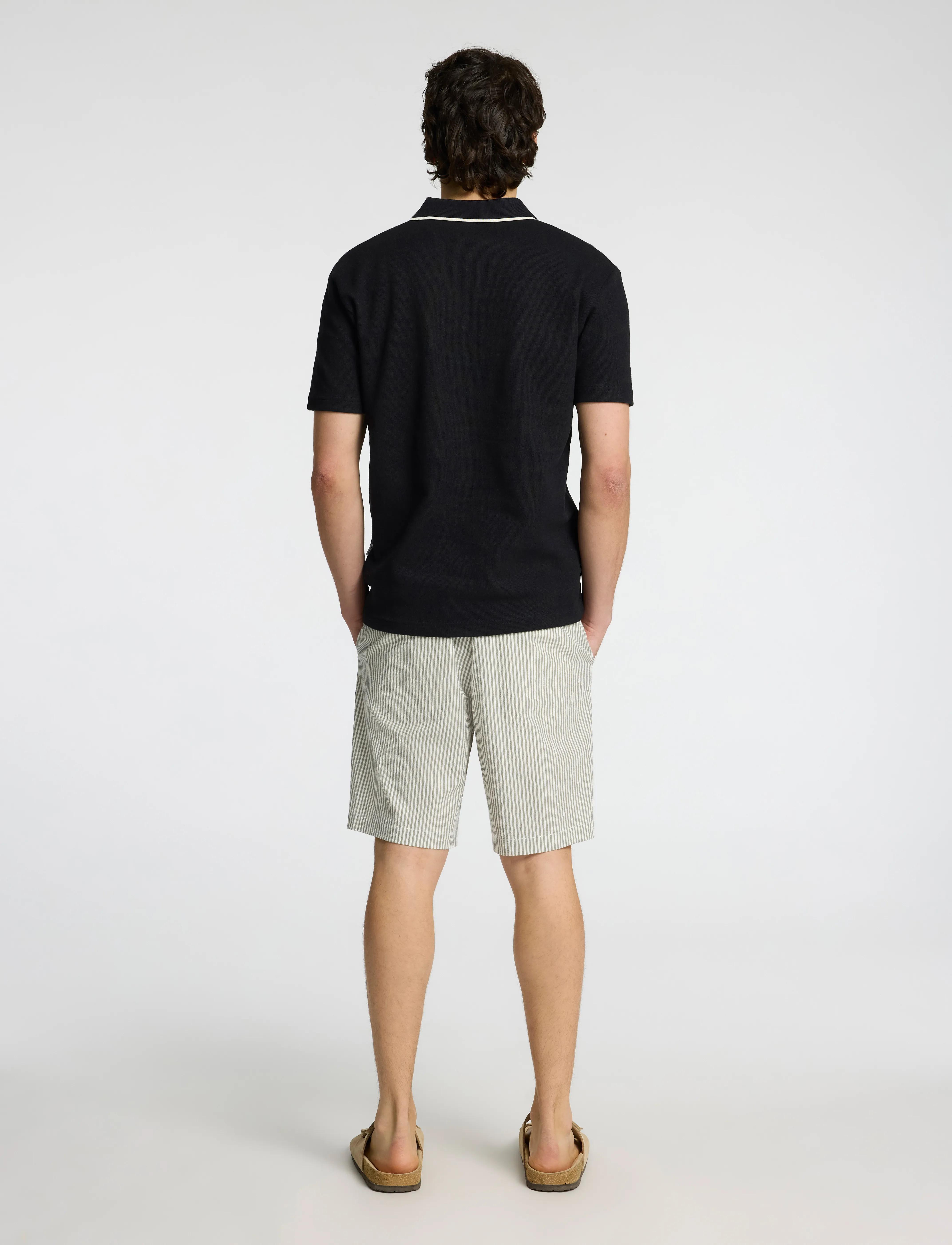 Selected - SLHSANGEV SPLIT NECK SS POLO - short-sleeved polos - black - 2