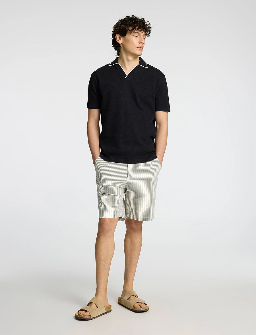Selected - SLHSANGEV SPLIT NECK SS POLO - kurzärmelig - black - 3