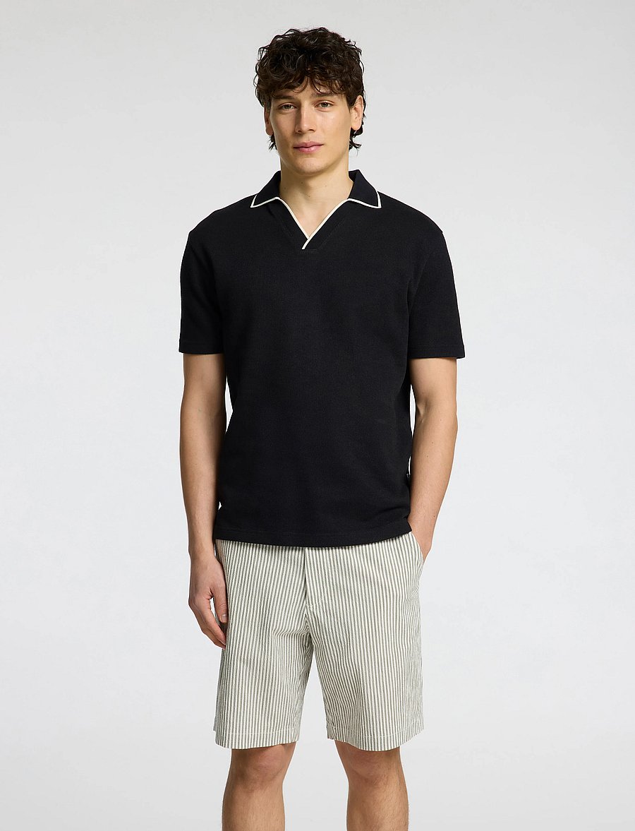 Selected - SLHSANGEV SPLIT NECK SS POLO - kurzärmelig - black - 4