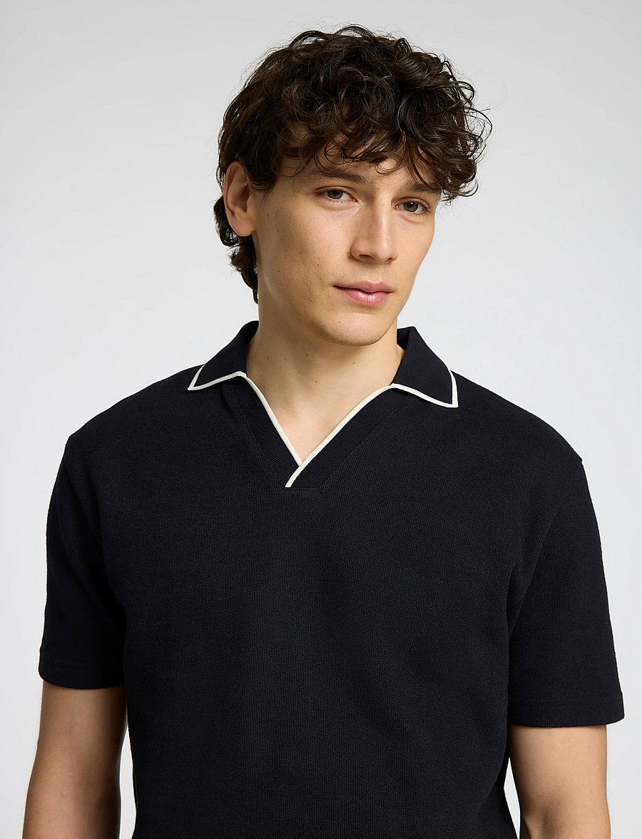 Selected - SLHSANGEV SPLIT NECK SS POLO - kurzärmelig - black - 5