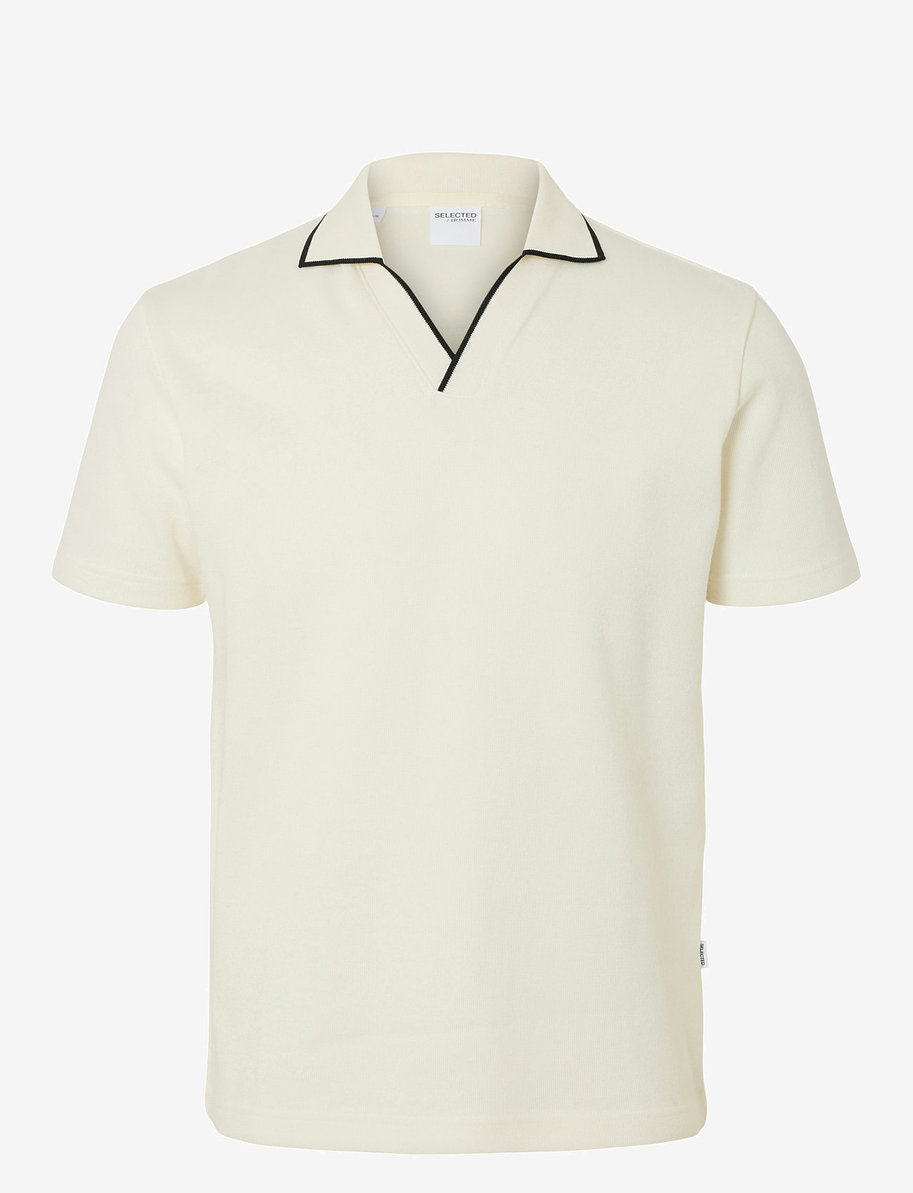Selected - SLHSANGEV SPLIT NECK SS POLO - kortärmade pikéer - egret - 1