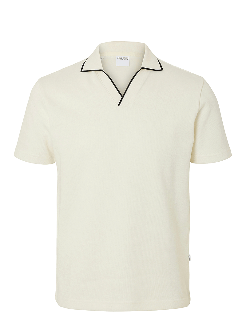 Selected - SLHSANGEV SPLIT NECK SS POLO - kortärmade pikéer - egret - 1