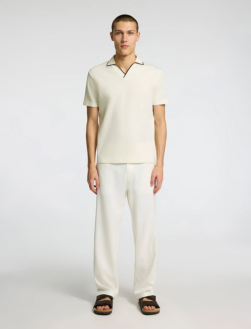 Selected - SLHSANGEV SPLIT NECK SS POLO - kortärmade pikéer - egret - 4