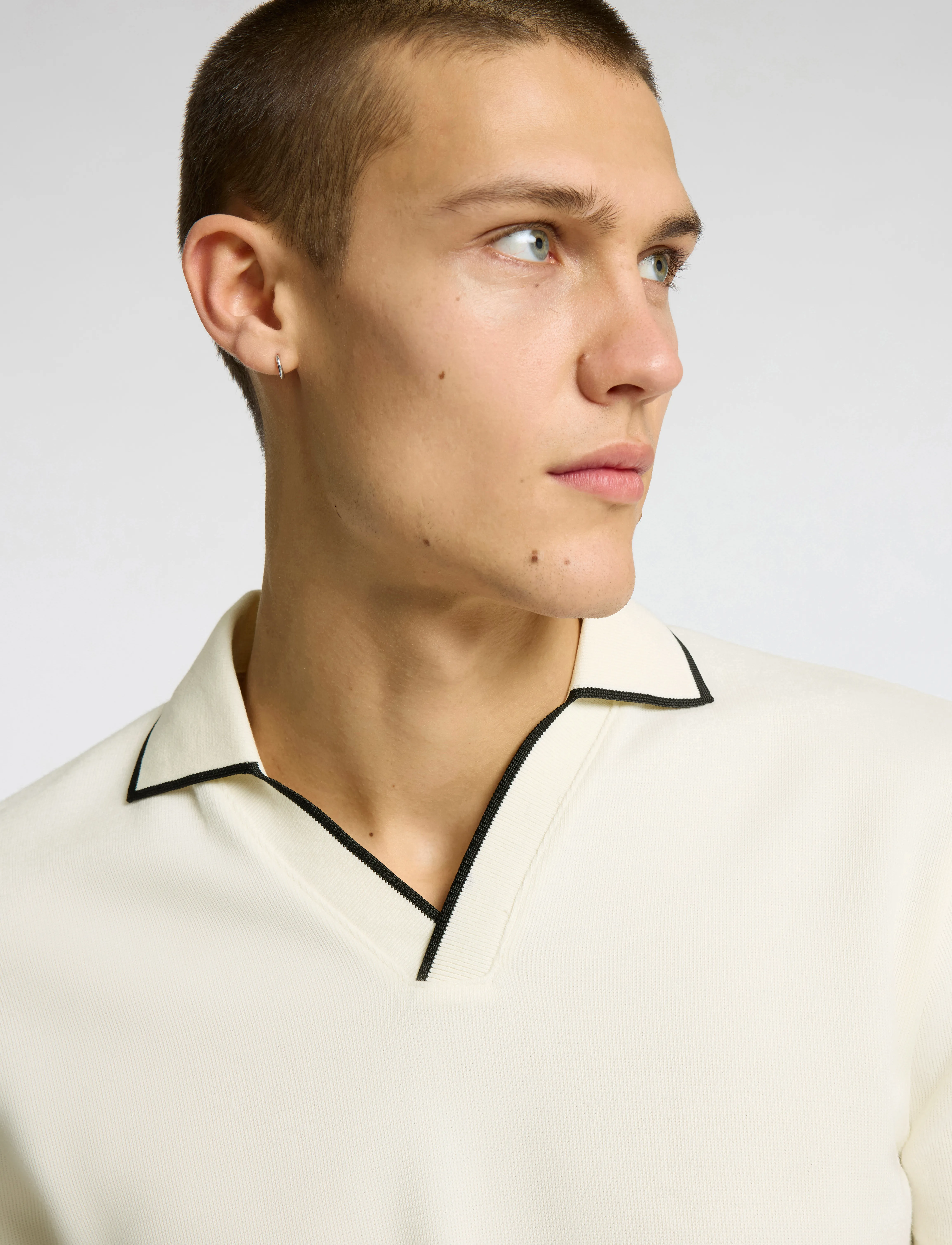 Selected - SLHSANGEV SPLIT NECK SS POLO - short-sleeved polos - egret - 5