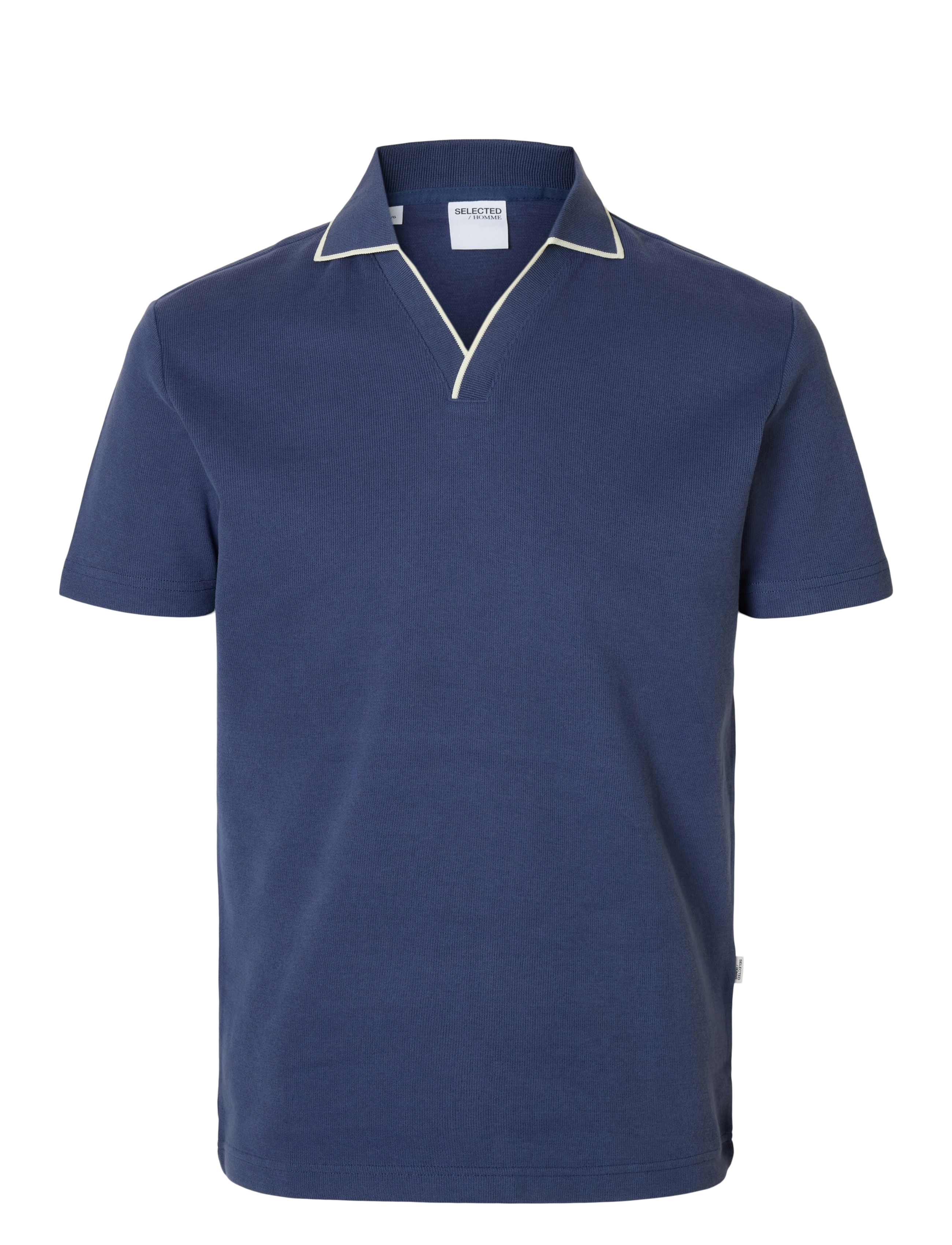 SELECTED Slhsangev Split Neck Ss Polo Blau - S - Herren