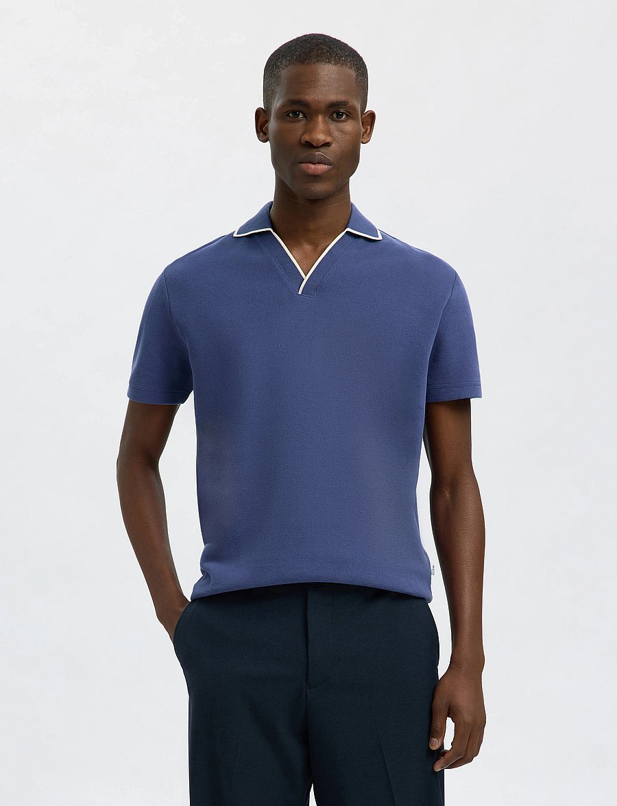 Selected - SLHSANGEV SPLIT NECK SS POLO - kurzärmelig - oceana - 5