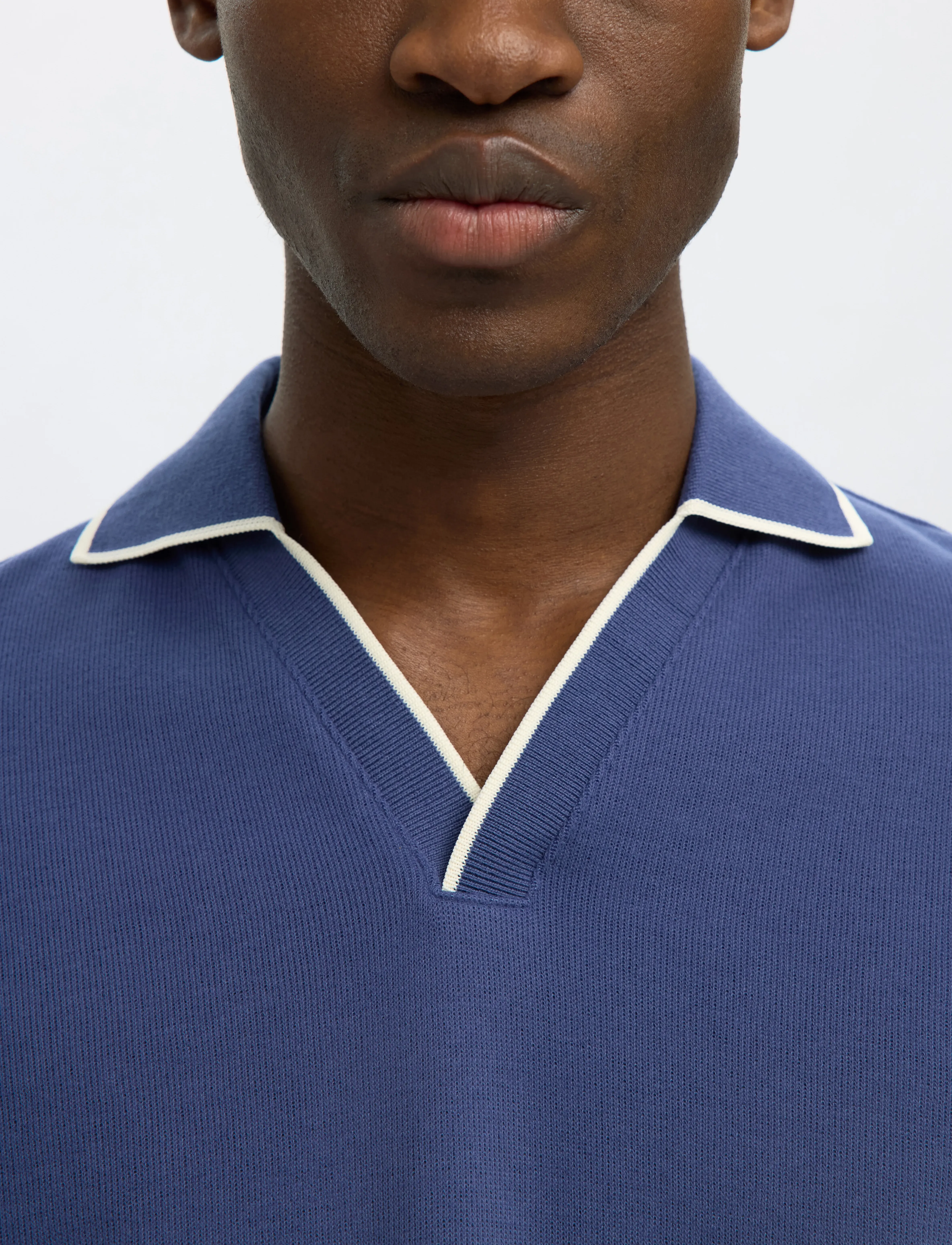 SELECTED Slhsangev Split Neck Ss Polo pikéer herr – bild 5