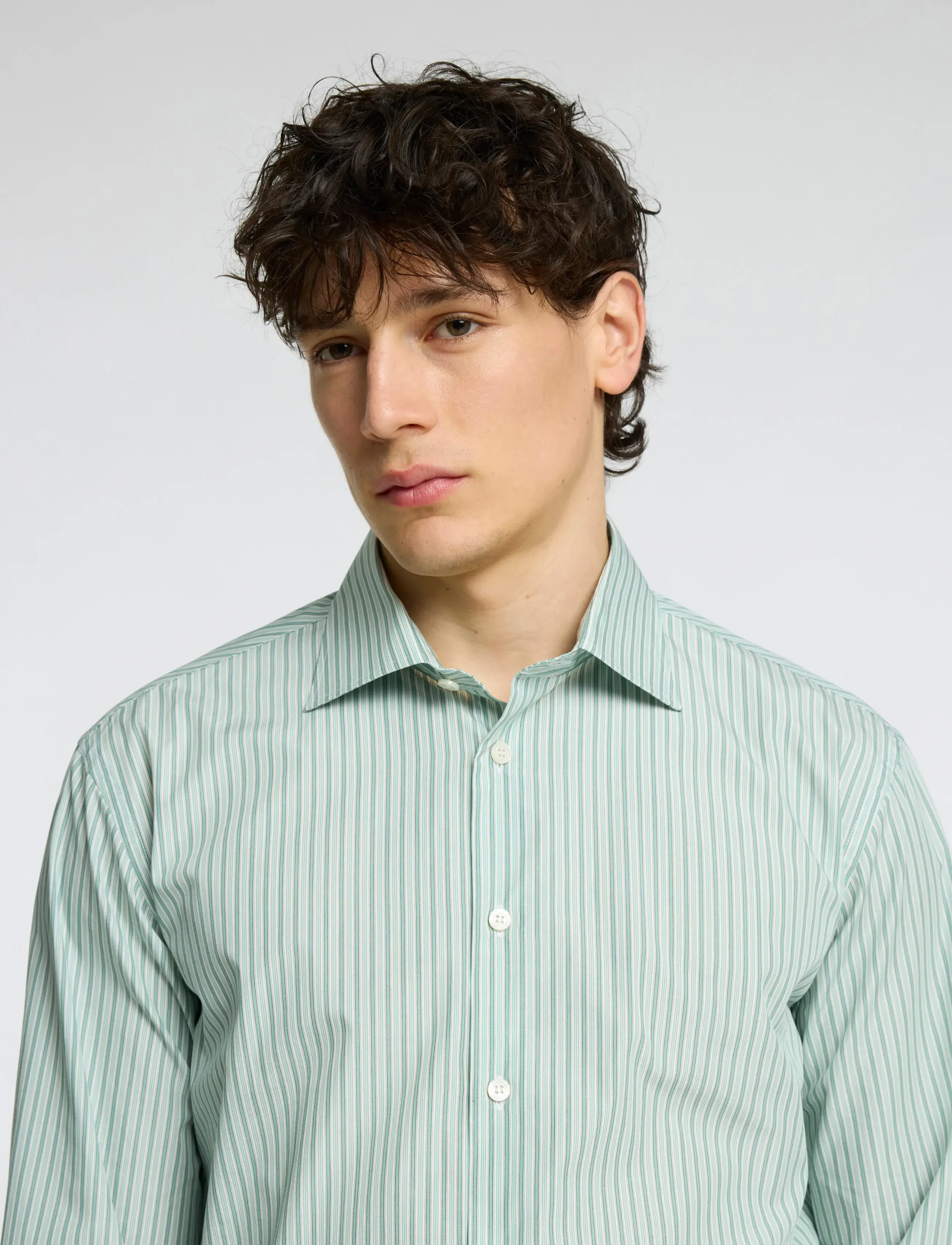 Selected - SLHREGLUX POPLIN LS SHIRT SPREAD - iceberg green - 2