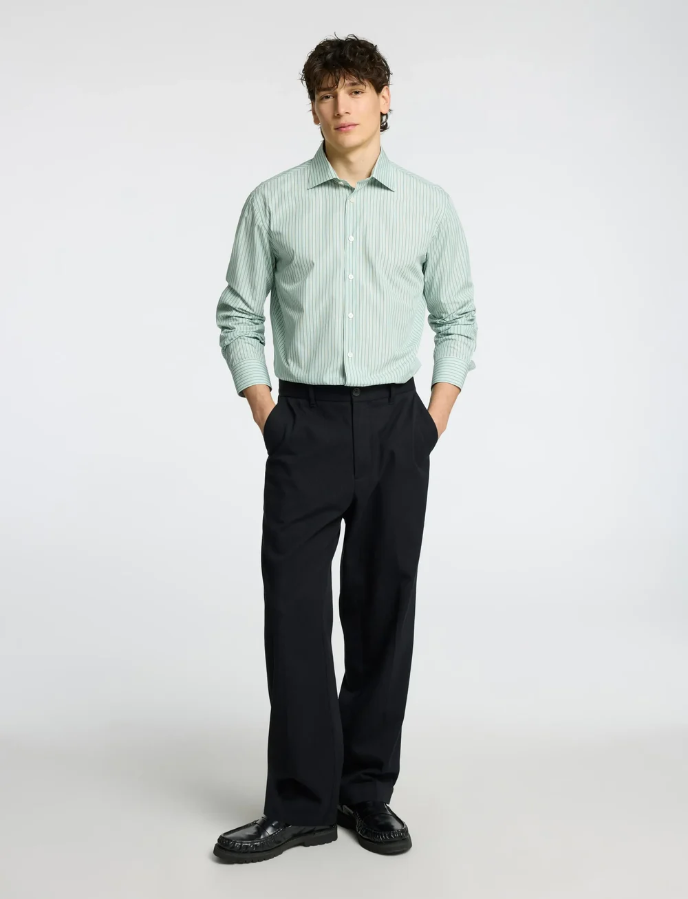 Selected - SLHREGLUX POPLIN LS SHIRT SPREAD - gestreifte hemden - iceberg green - 4