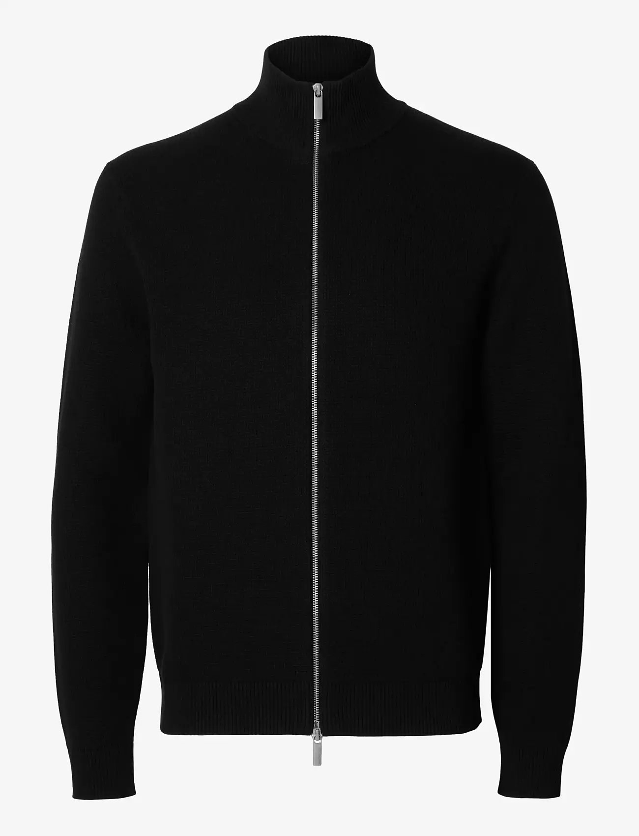 Selected - SLMDANE LS KNIT STRUCTURE FULL ZIP NOOS - pullover mit durchgehendem reißverschluss - black - 1
