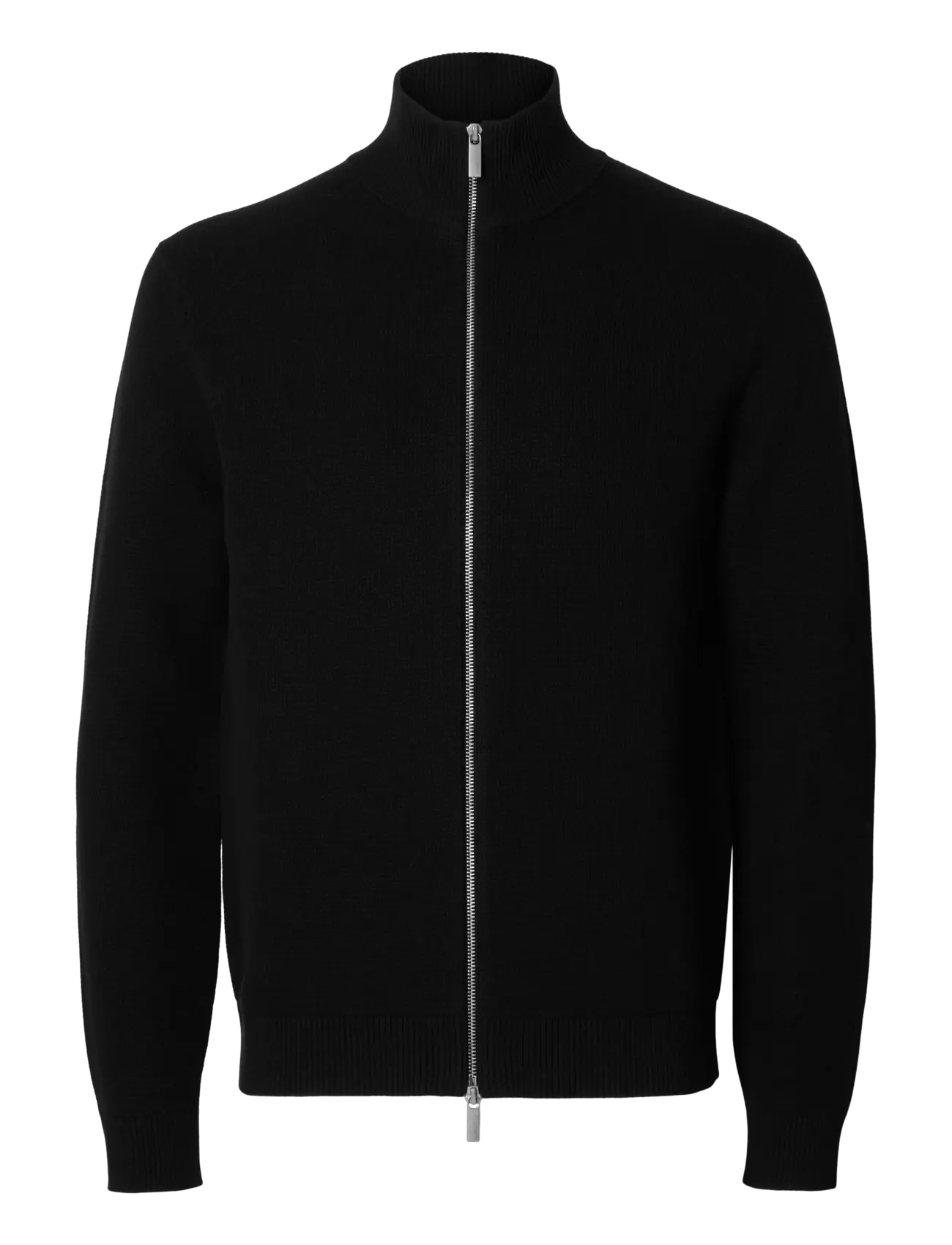 Selected SLMDANE LS KNIT STRUCTURE FULL ZIP NOOS - Strickmode - BLACK / black