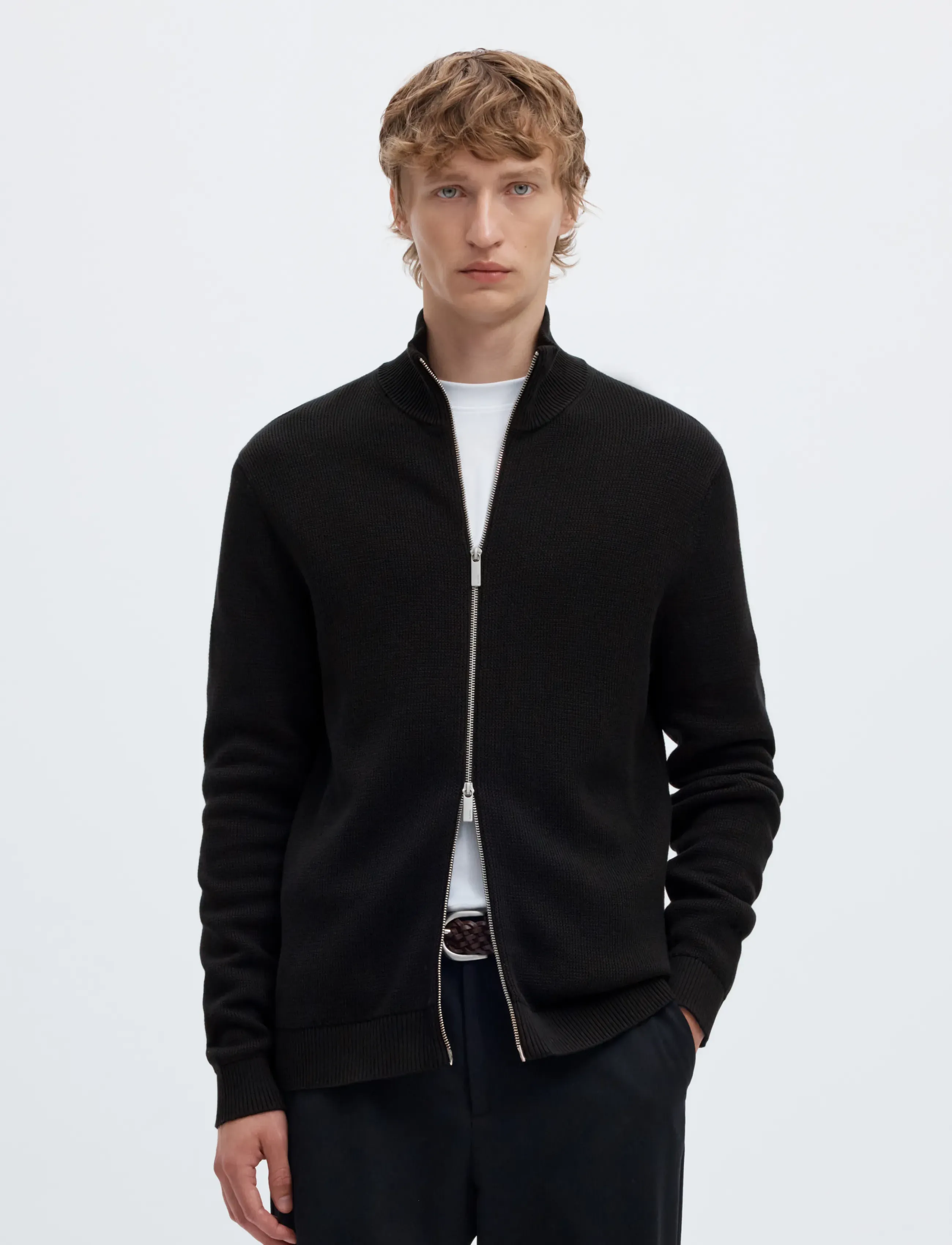 Selected - SLMDANE LS KNIT REG STRUC FULL ZIP NOOS - herbstliche kleidung - black - 0