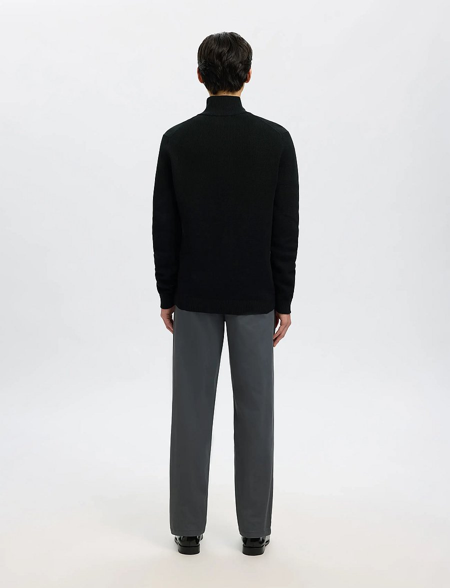 Selected - SLMDANE LS KNIT REG STRUC FULL ZIP NOOS - lukuga džemprid - black - 2