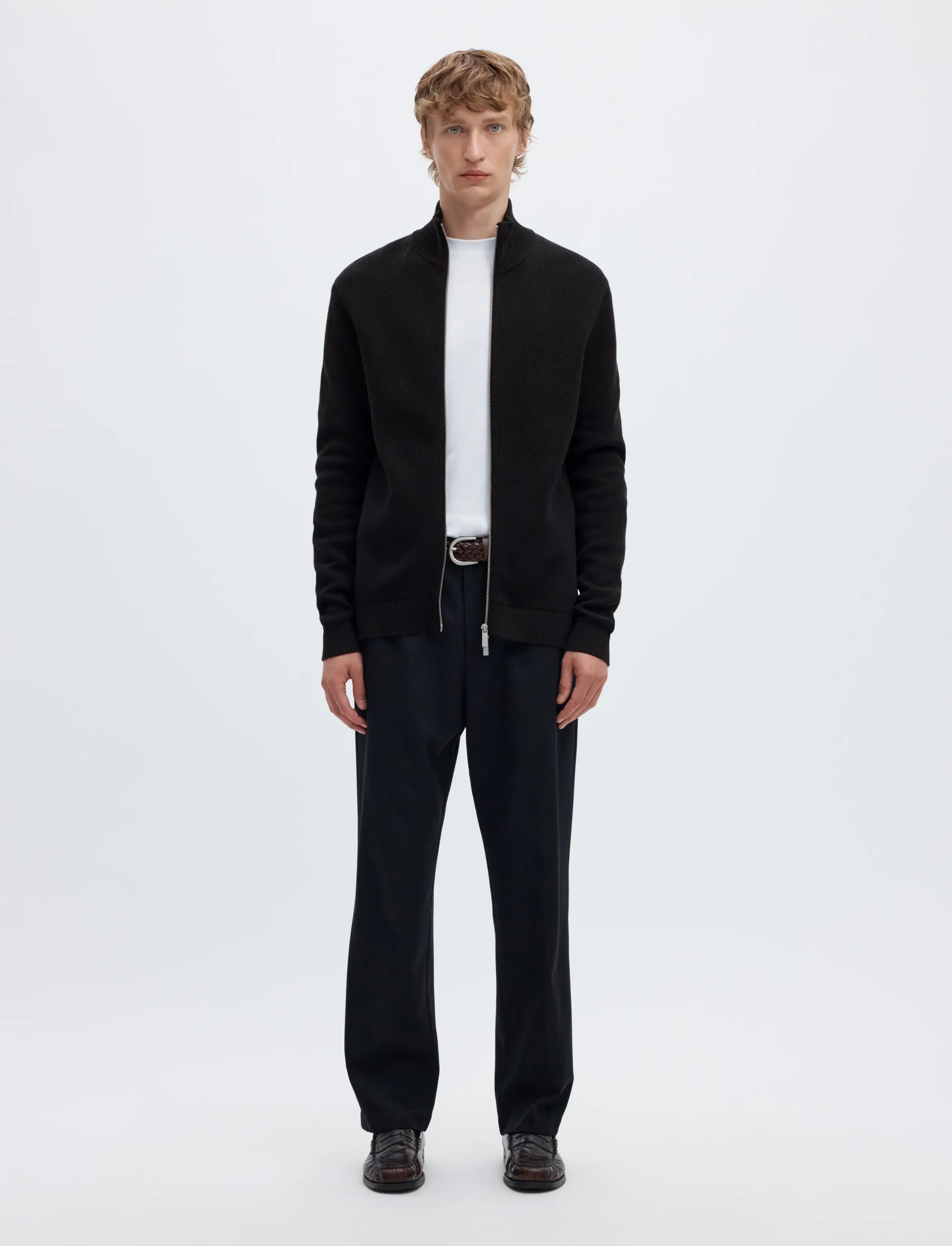 Selected - SLMDANE LS KNIT REG STRUC FULL ZIP NOOS - herbstliche kleidung - black - 3
