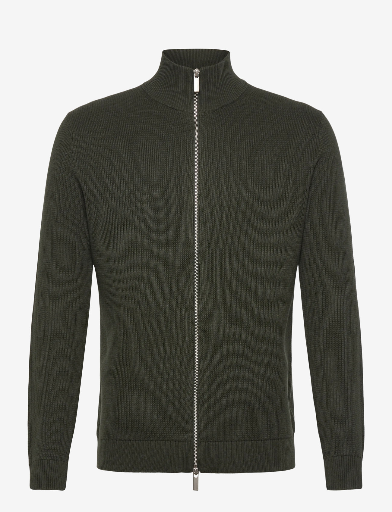 Selected - SLMDANE LS KNIT STRUCTURE FULL ZIP NOOS - odzież - deep forest - 1