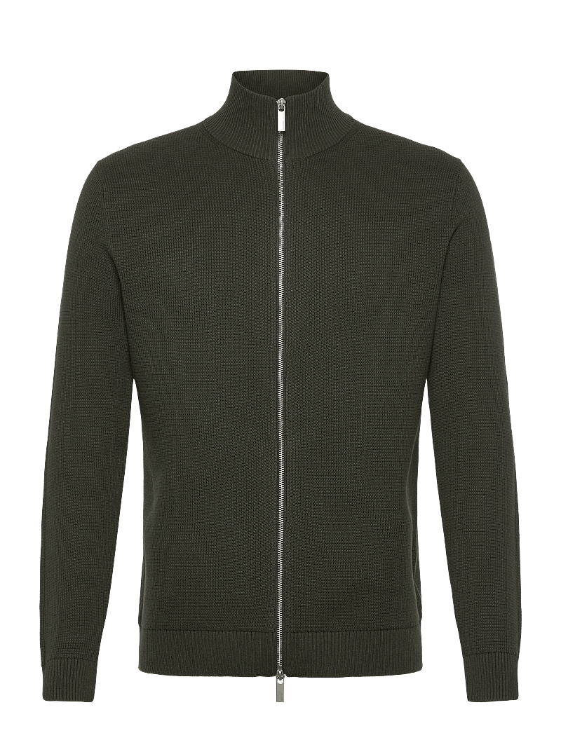 Selected - SLMDANE LS KNIT STRUCTURE FULL ZIP NOOS - pullover mit durchgehendem reißverschluss - deep forest - 1