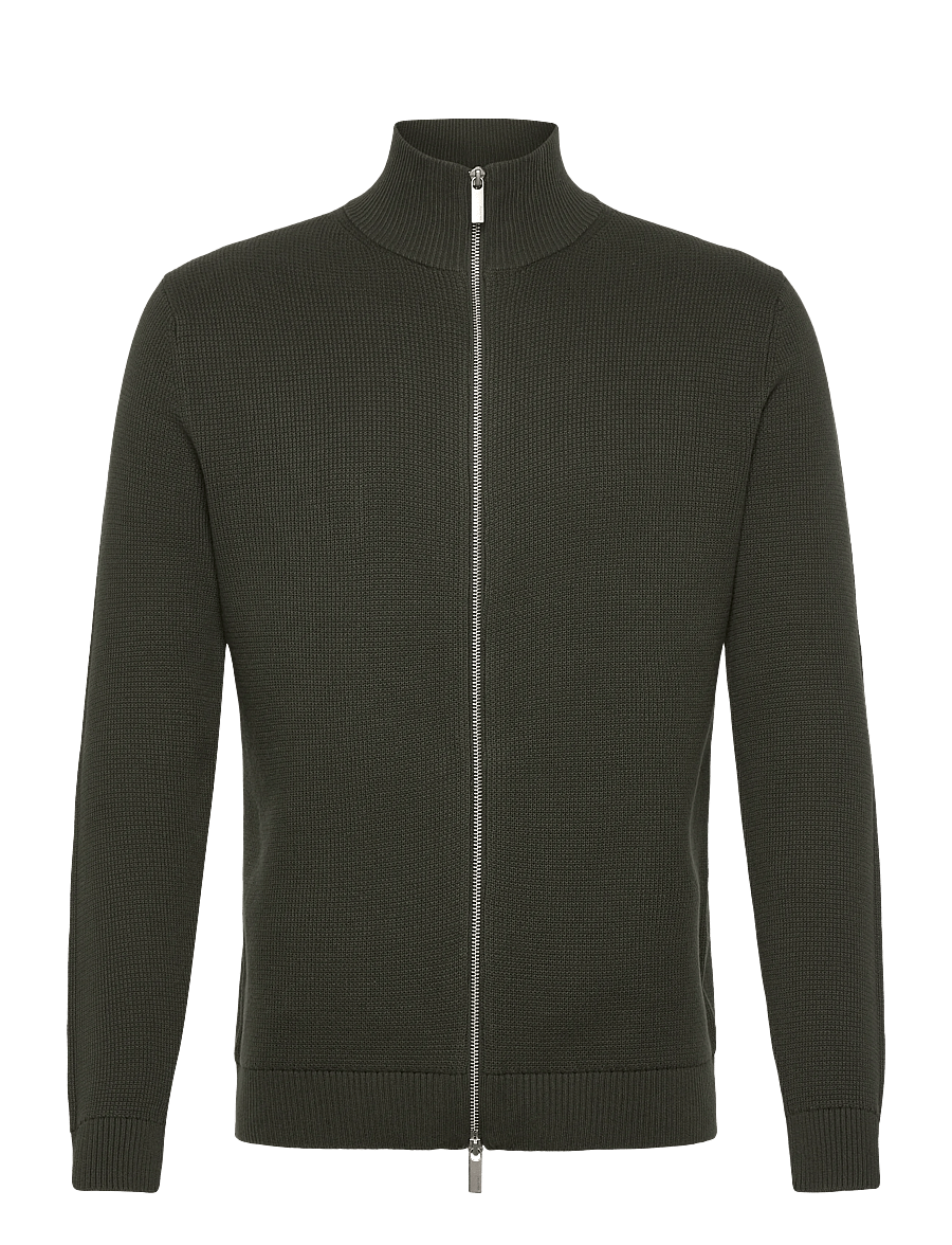 Selected - SLMDANE LS KNIT STRUCTURE FULL ZIP NOOS - fullzip strik - deep forest - 1