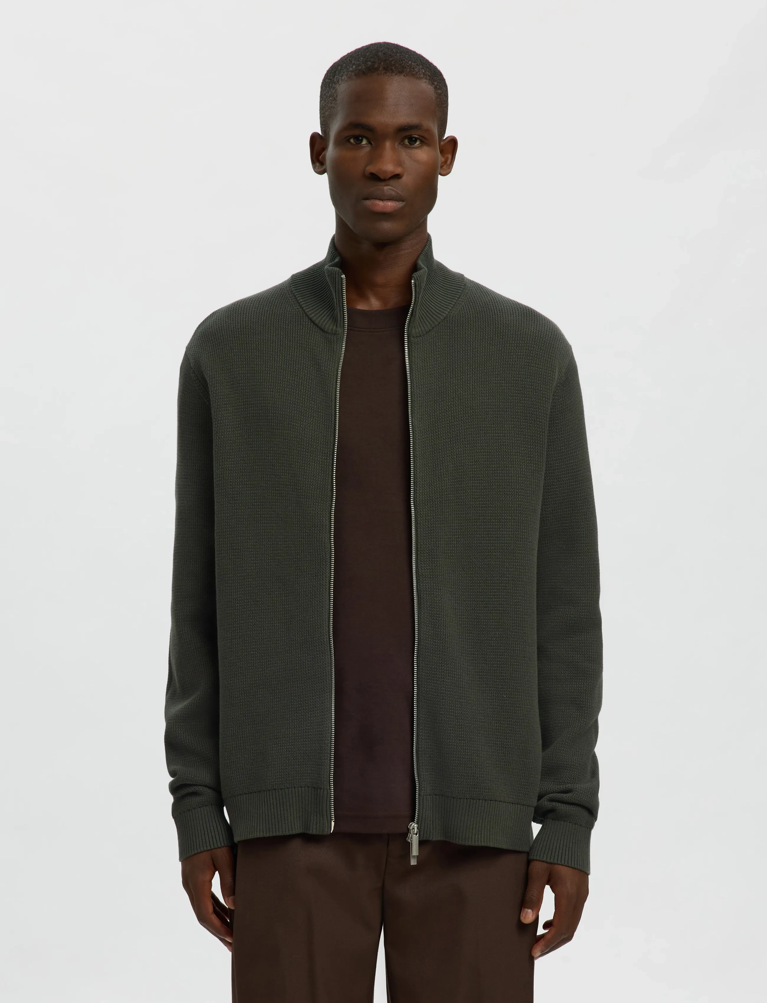 Slmdane Ls Knit Reg Struc Full Zip Noos