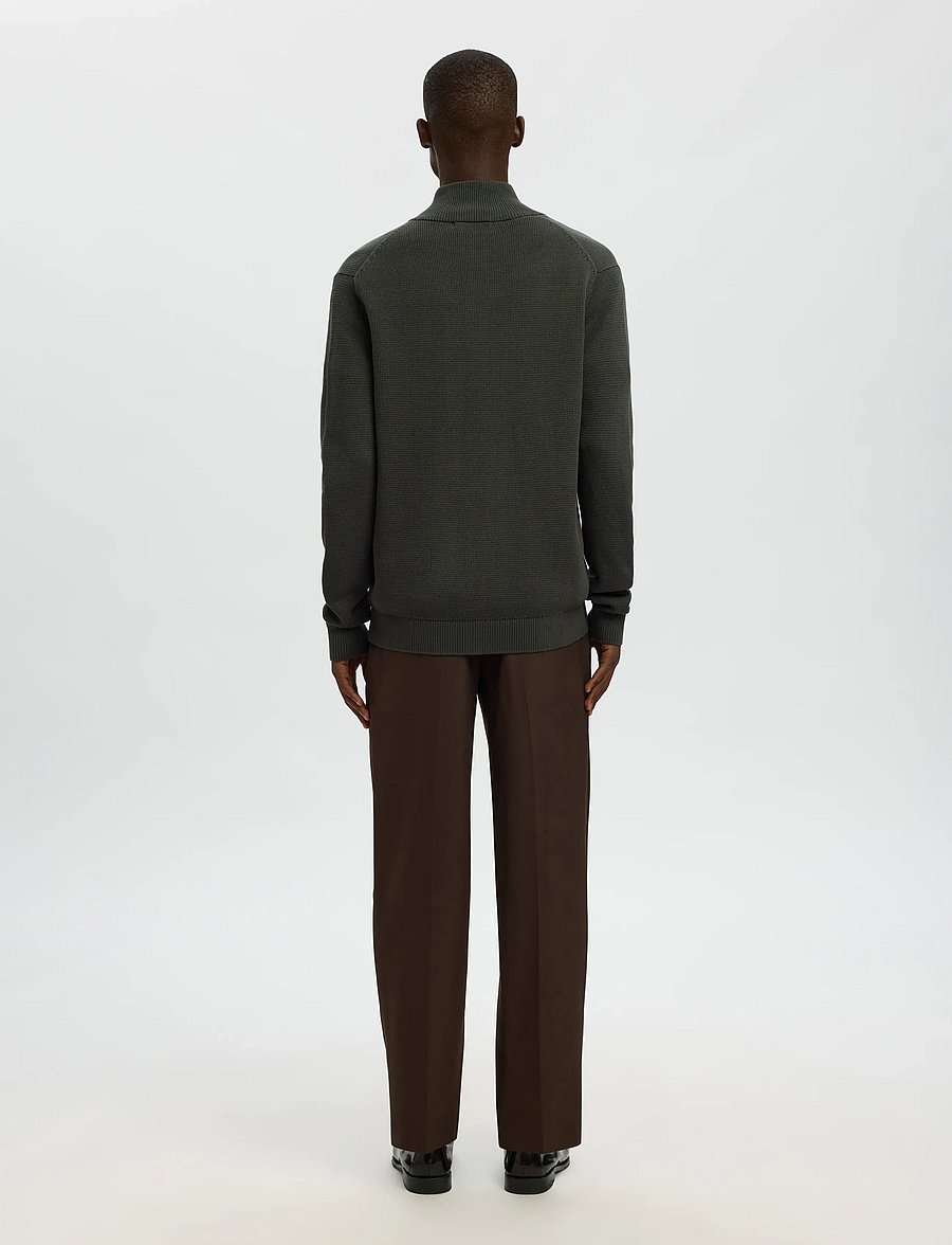 Selected - SLMDANE LS KNIT STRUCTURE FULL ZIP NOOS - fullzip strik - deep forest - 3