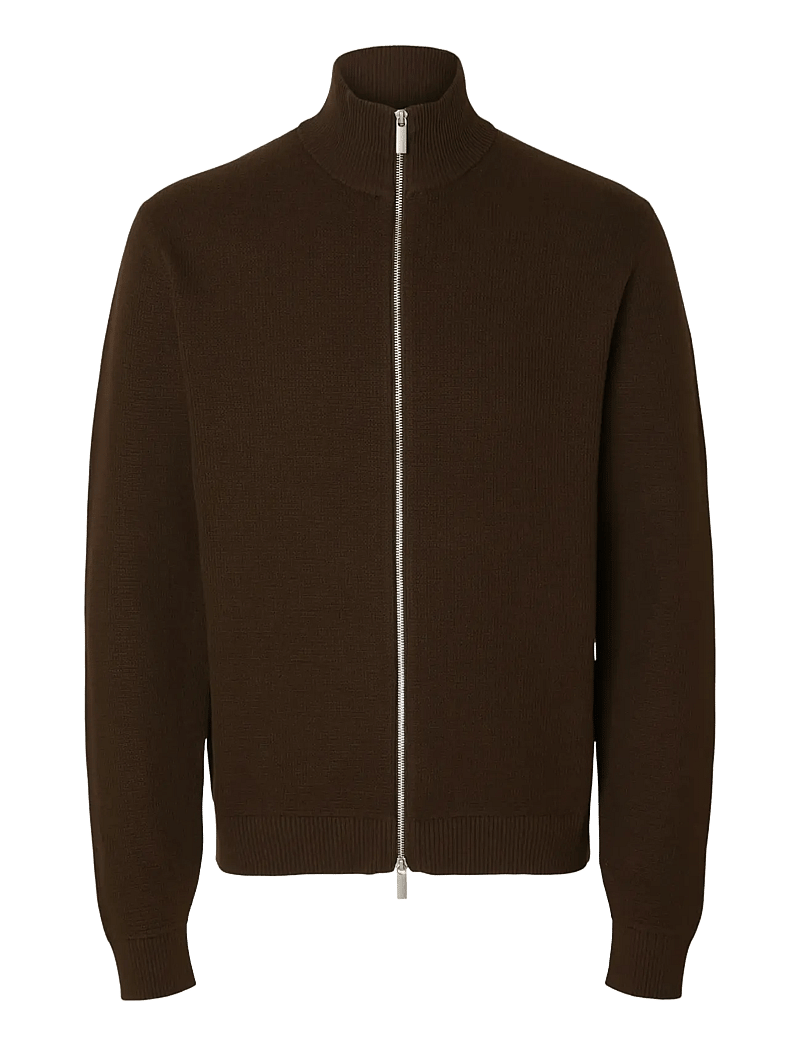 Selected - SLMDANE LS KNIT STRUCTURE FULL ZIP NOOS - lukuga džemprid - demitasse - 1