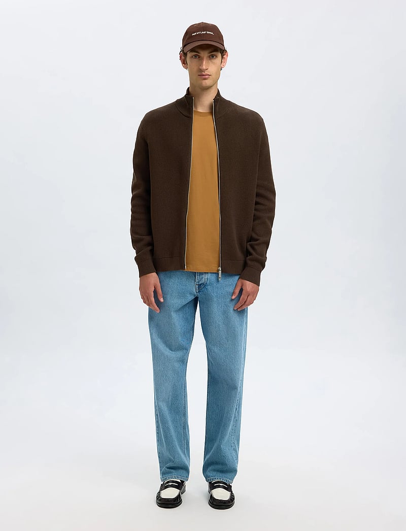 Selected - SLMDANE LS KNIT STRUCTURE FULL ZIP NOOS - lukuga džemprid - demitasse - 3