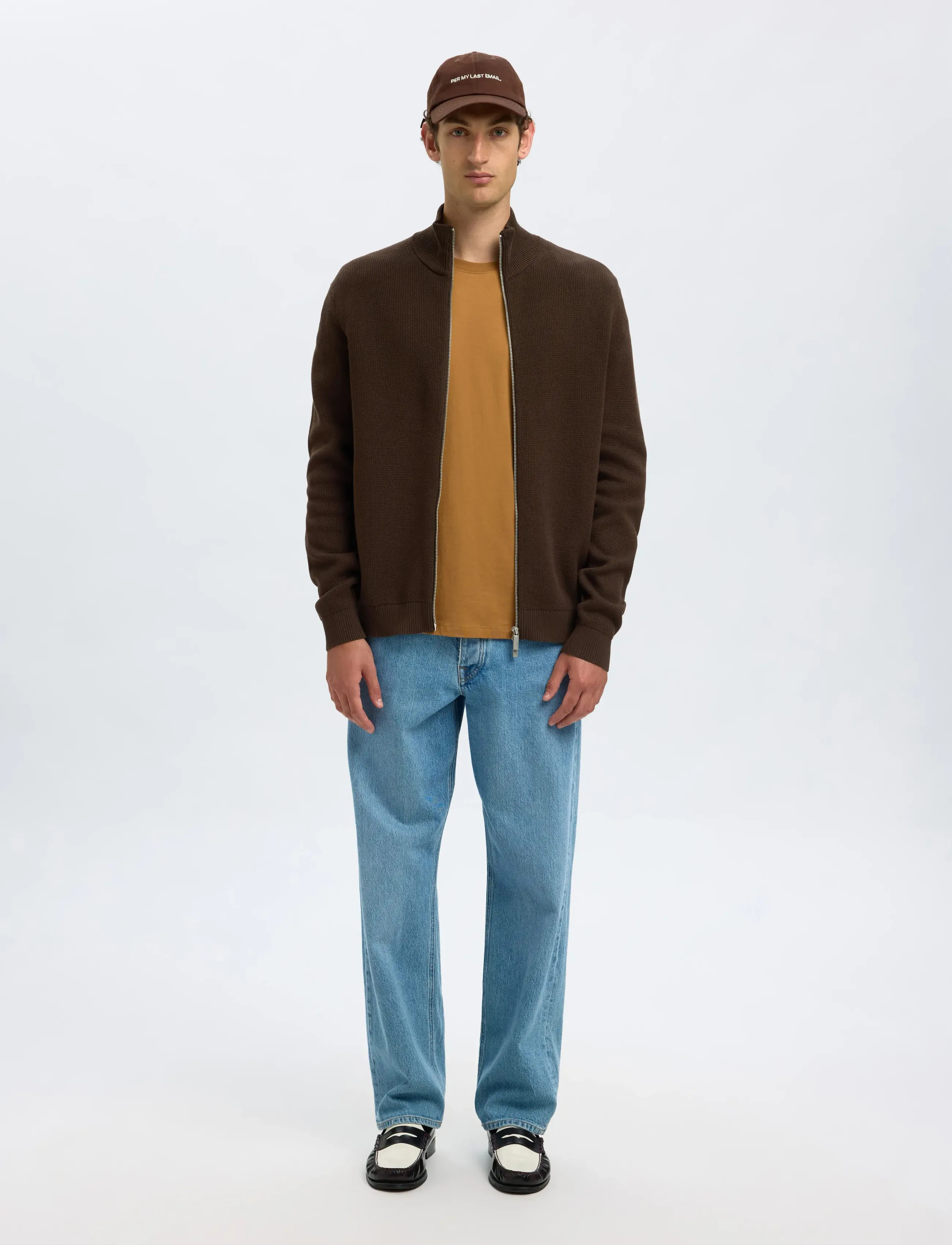 Selected - SLMDANE LS KNIT STRUCTURE FULL ZIP NOOS - lukuga džemprid - demitasse - 3