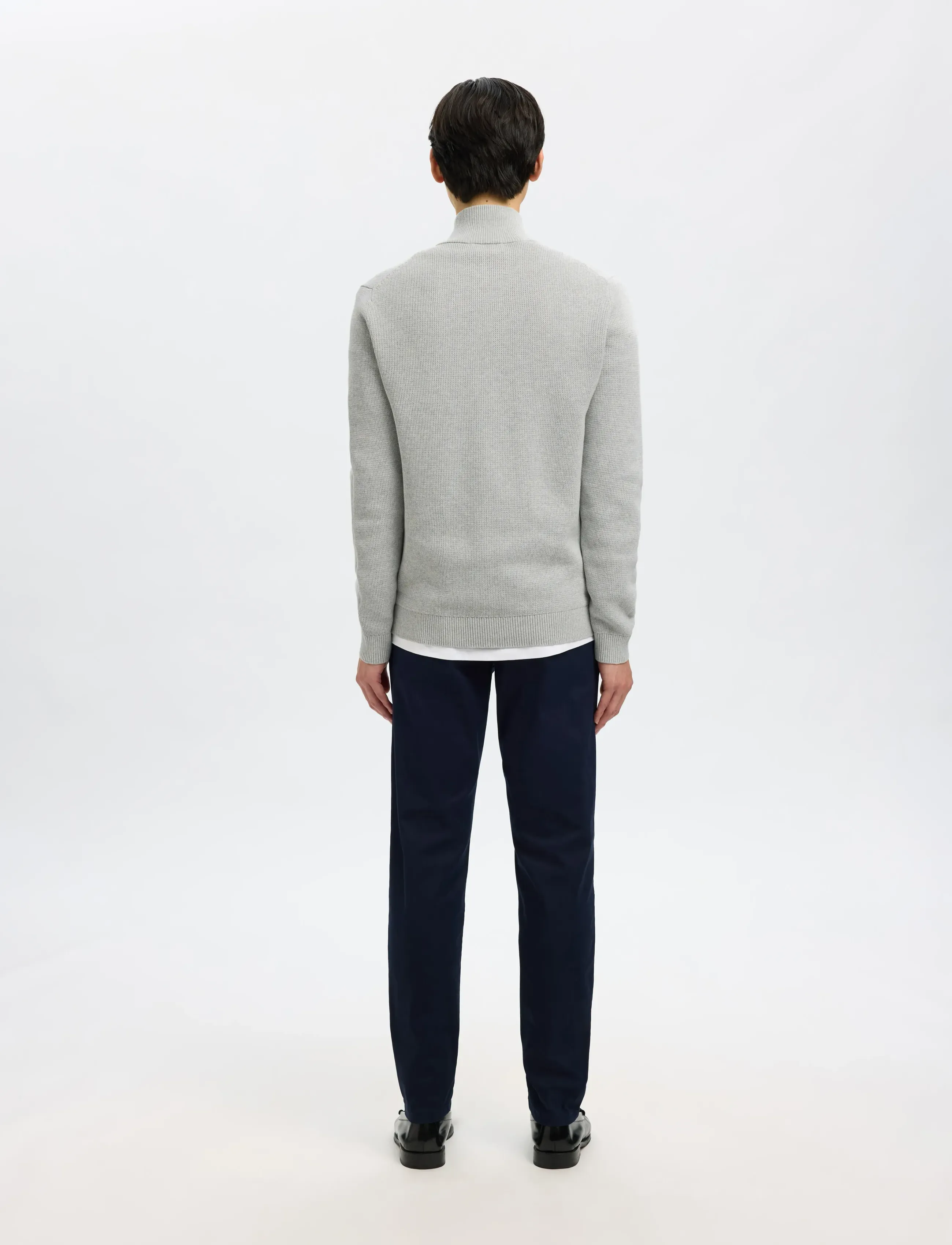Selected - SLMDANE LS KNIT STRUCTURE FULL ZIP NOOS - lukuga džemprid - light grey melange - 2