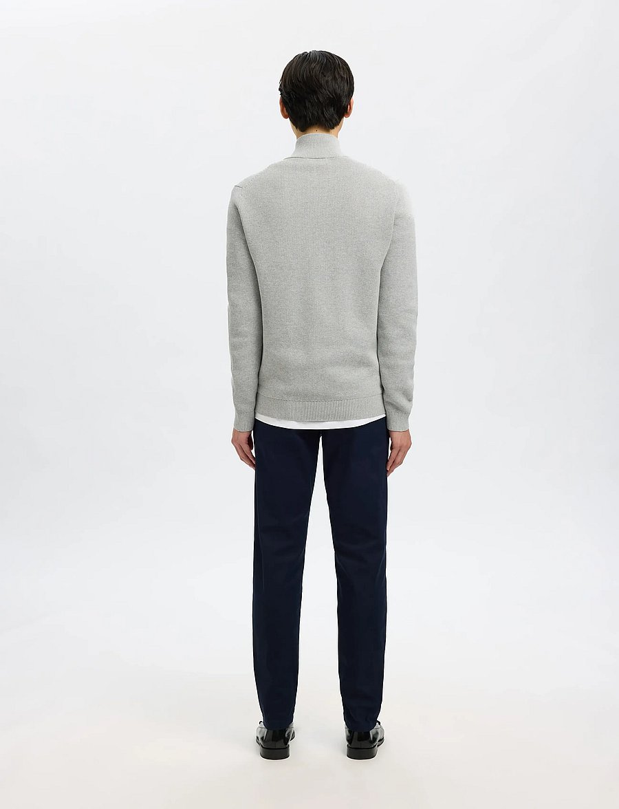 Selected - SLMDANE LS KNIT REG STRUC FULL ZIP NOOS - fullzip strik - light grey melange - 2