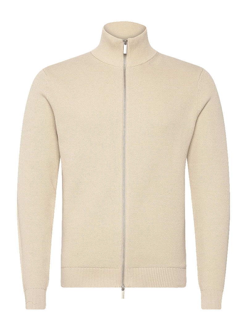 Selected - SLHDANE LS KNIT STRUCTURE FULL ZIP NOOS - full zip tröjor - oatmeal - 1