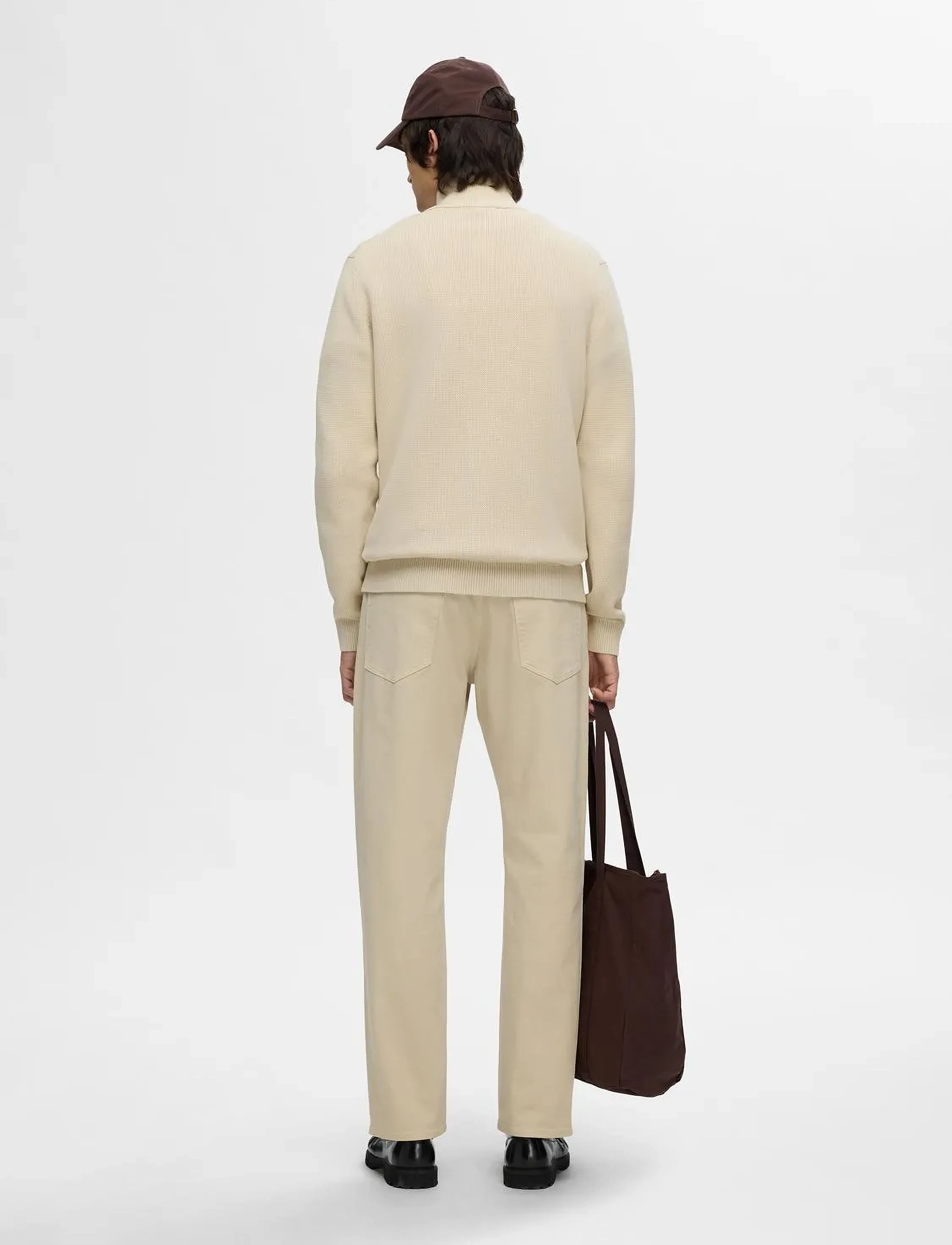 Selected - SLMDANE LS KNIT STRUCTURE FULL ZIP NOOS - lukuga džemprid - oatmeal - 3