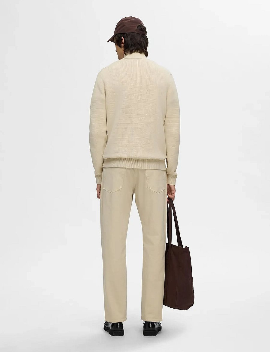 Selected - SLMDANE LS KNIT REG STRUC FULL ZIP NOOS - fullzip strik - oatmeal - 3