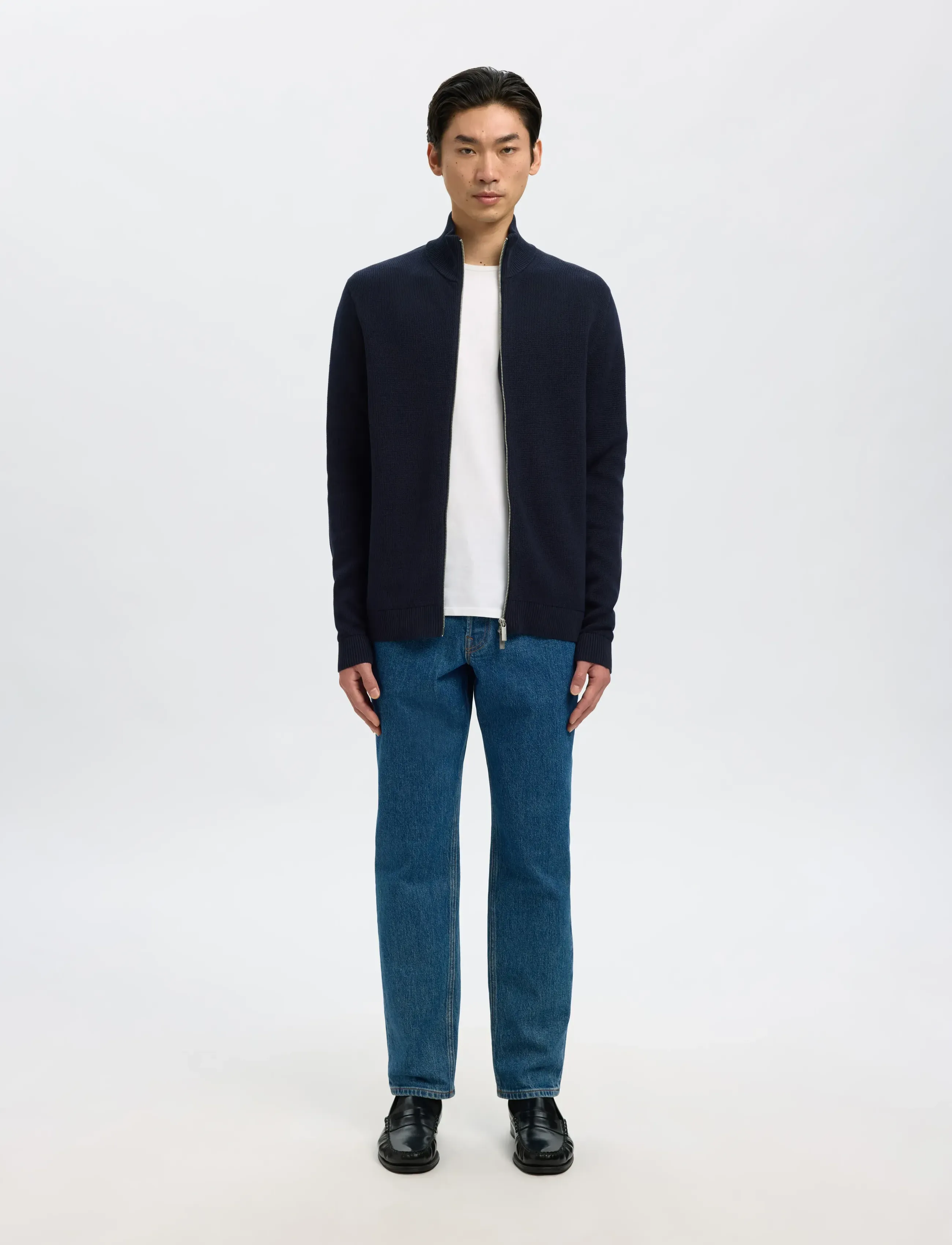 Slmdane Ls Knit Reg Struc Full Zip Noos