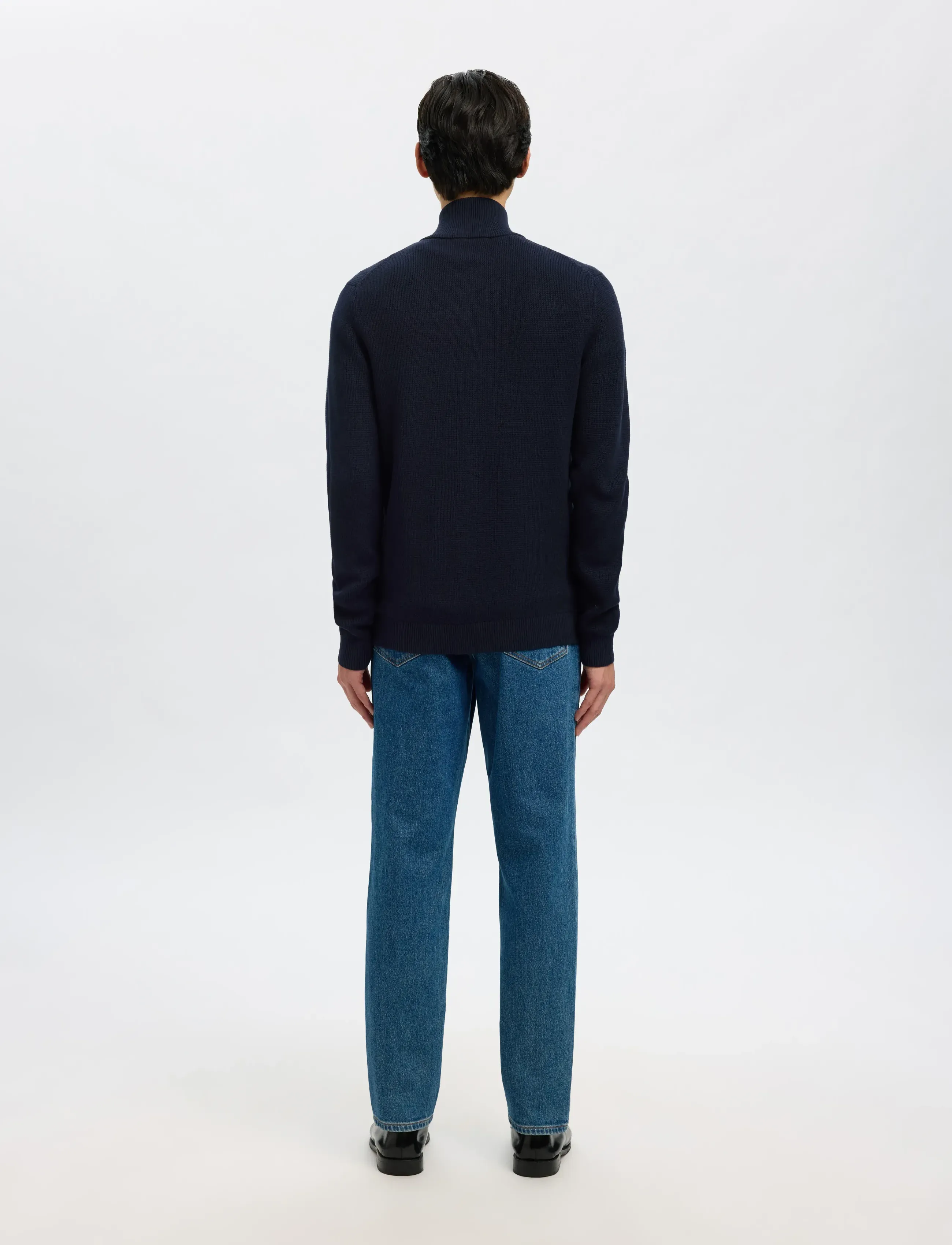 Selected - SLMDANE LS KNIT STRUCTURE FULL ZIP NOOS - strickmode - sky captain - 2