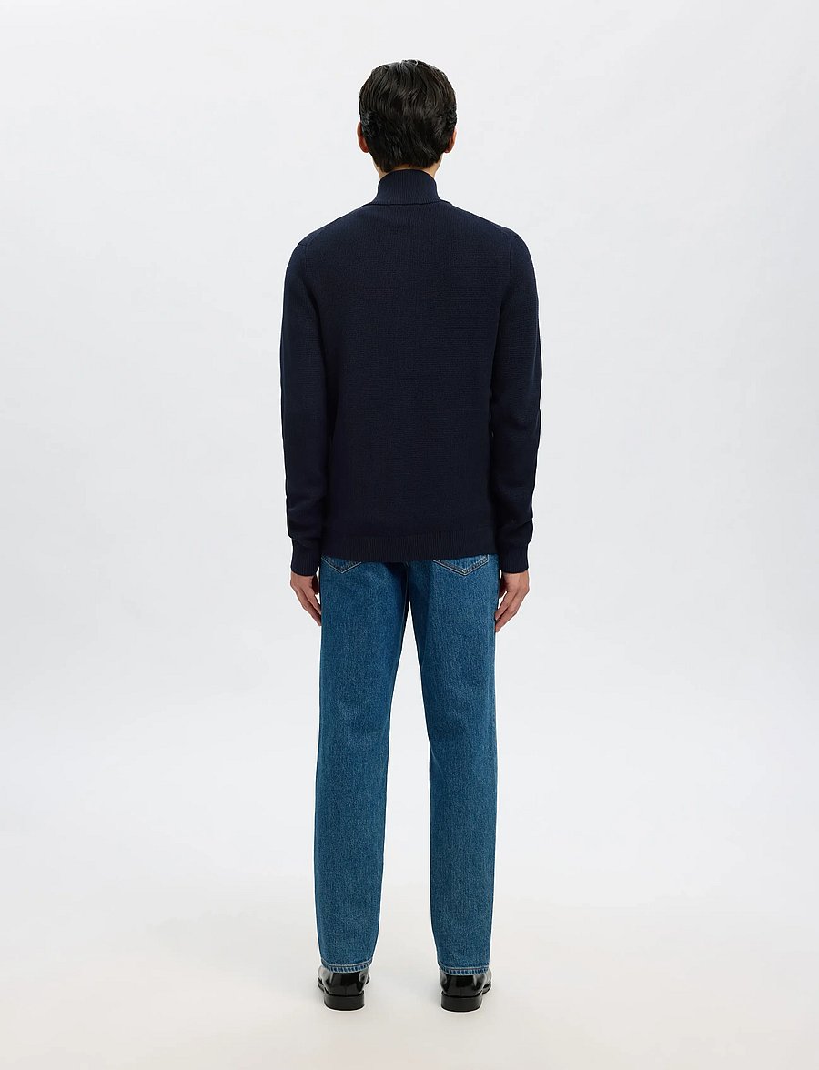 Selected - SLMDANE LS KNIT REG STRUC FULL ZIP NOOS - full zip jumpers - sky captain - 2