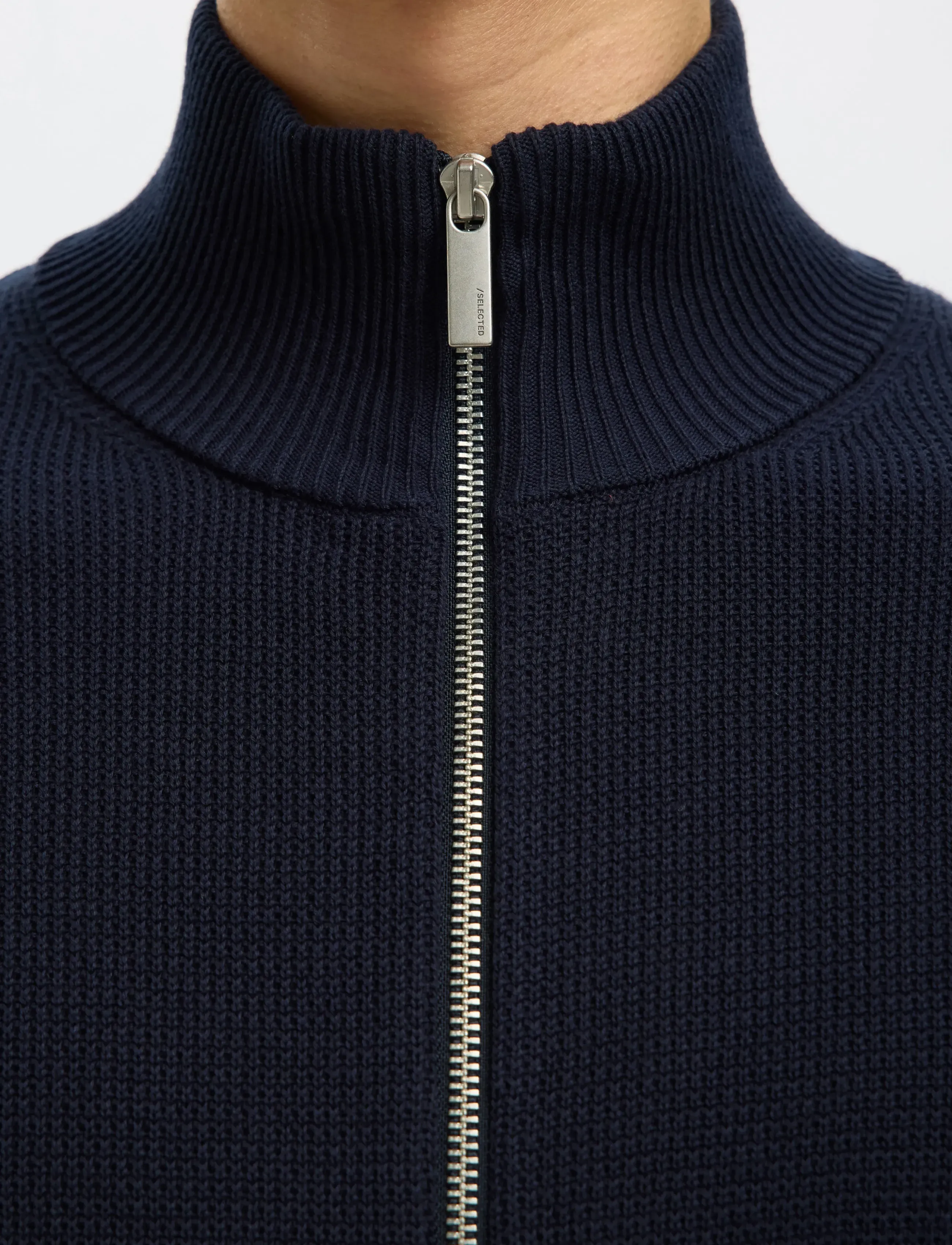 Selected - SLMDANE LS KNIT STRUCTURE FULL ZIP NOOS - strickmode - sky captain - 3
