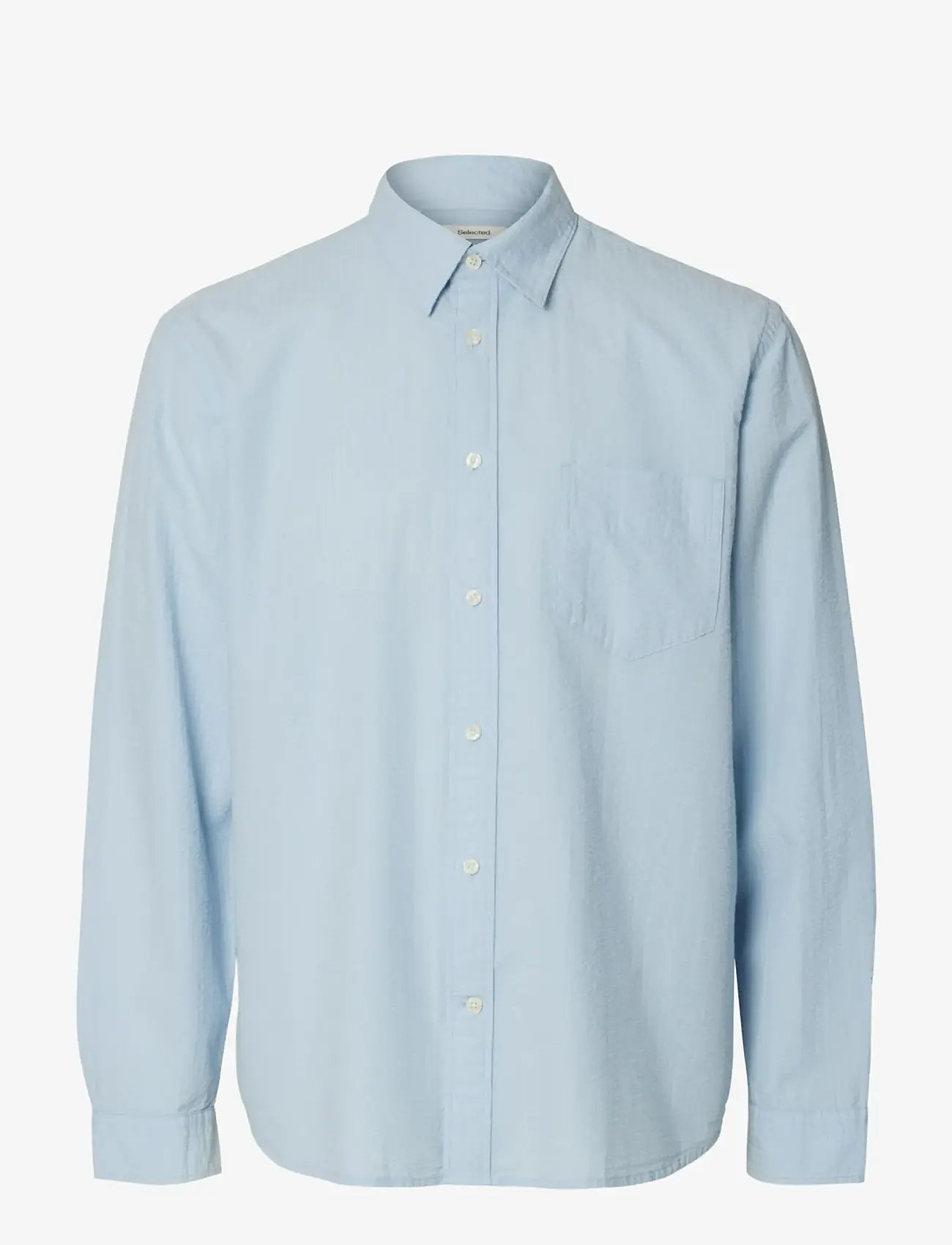 Selected - SLHREGFREDDIE SOLID SEERSUCKER LS SHIRT - casual skjorter - skyway - 1