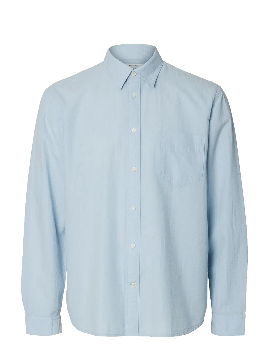 Selected - SLHREGFREDDIE SOLID SEERSUCKER LS SHIRT - casual skjorter - skyway - 1