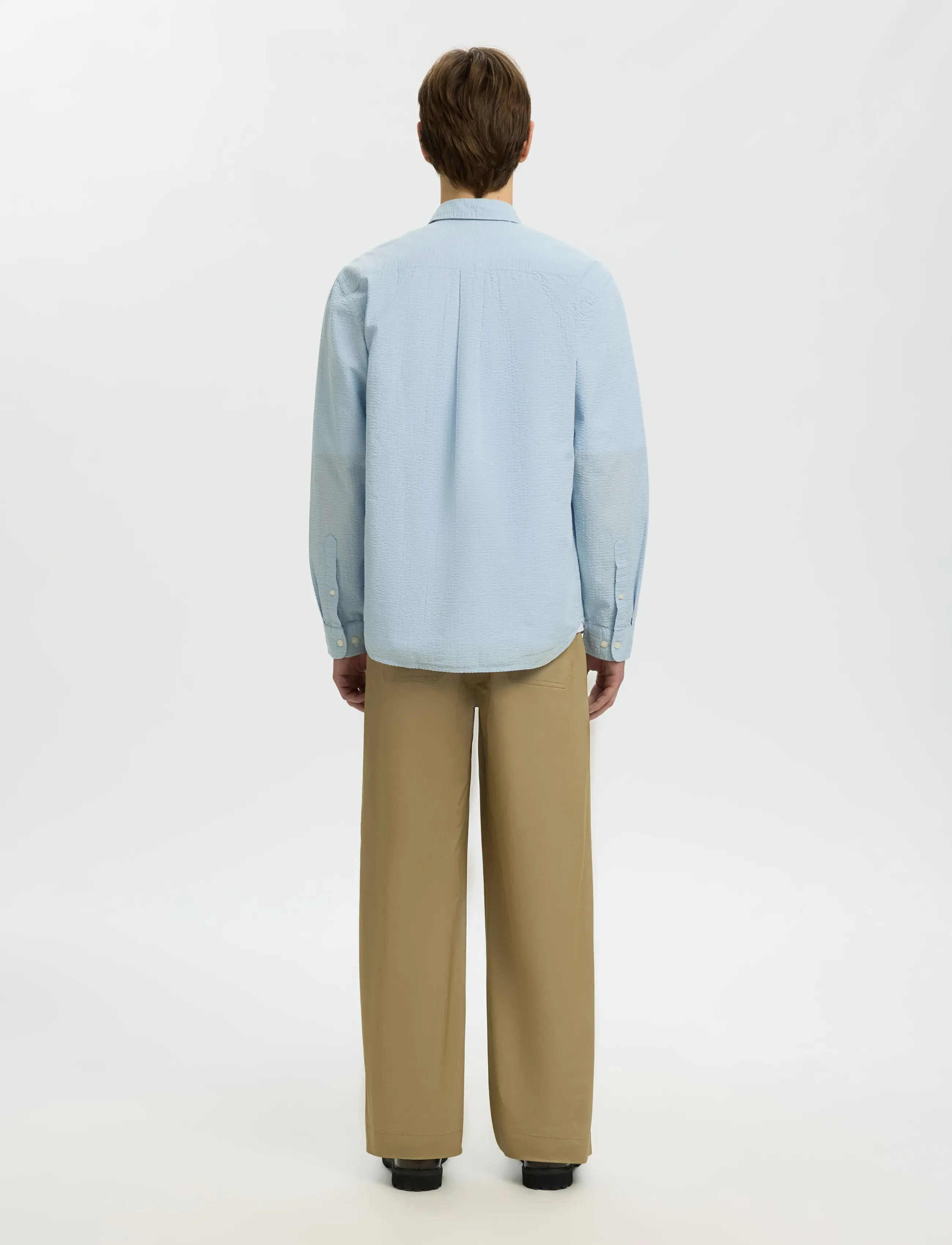 Selected - SLHREGFREDDIE SOLID SEERSUCKER LS SHIRT - casual hemden - skyway - 2