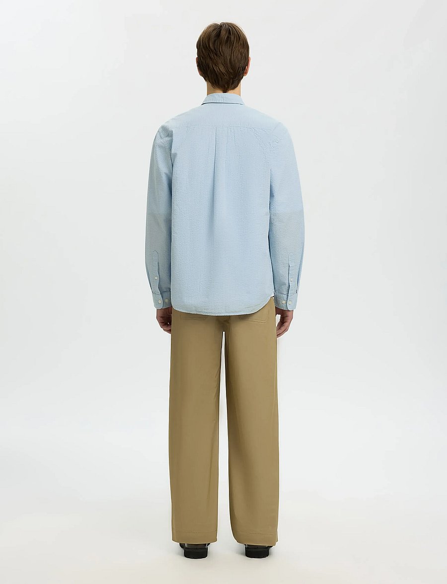Selected - SLHREGFREDDIE SOLID SEERSUCKER LS SHIRT - casual skjorter - skyway - 2