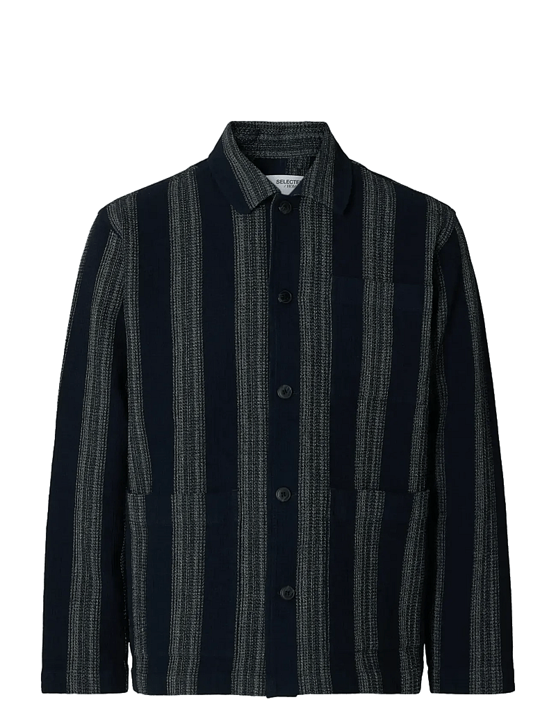 Selected - SLHTONY WAFFLE STRIPE OVERSHIRT - kollektioner - sky captain - 1