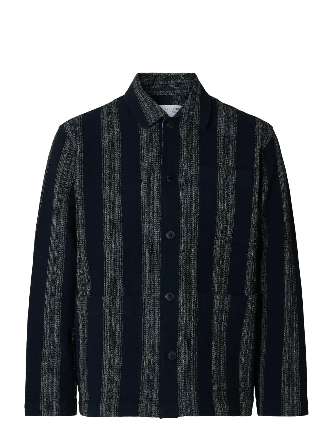 Selected SLHTONY WAFFLE STRIPE OVERSHIRT - Overshirts - SKY CAPTAIN / black