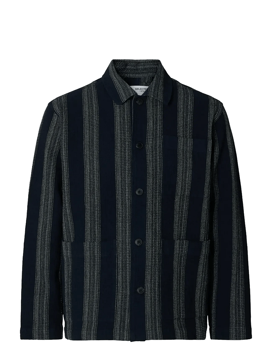 Selected - SLHTONY WAFFLE STRIPE OVERSHIRT - nach anlass kaufen - sky captain - 1