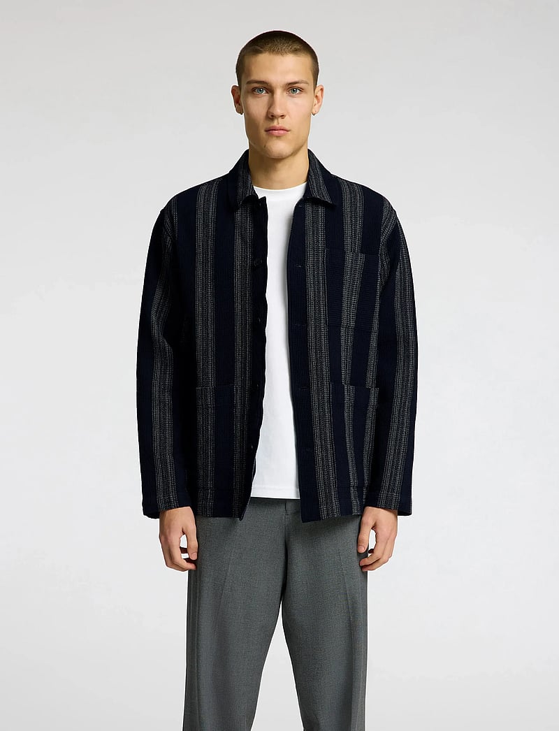 Selected - SLHTONY WAFFLE STRIPE OVERSHIRT - kollektioner - sky captain - 0